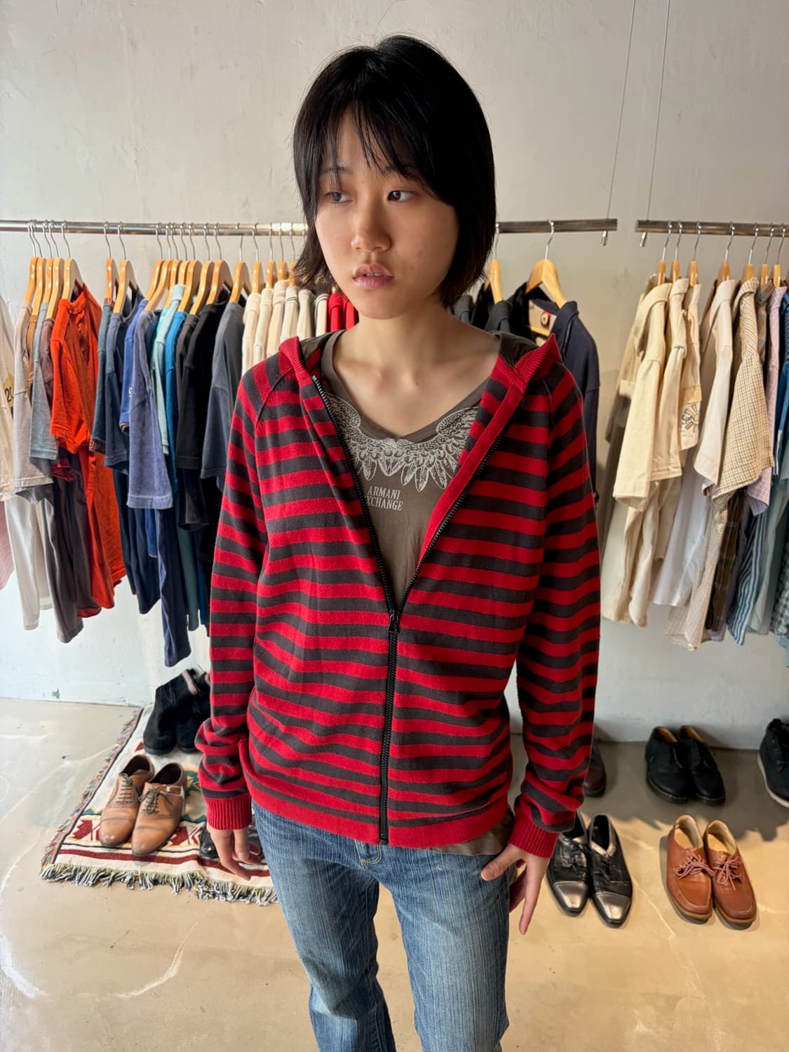 Hugo Boss 보더 스트라이프 후드 집업 M 상품이미지7