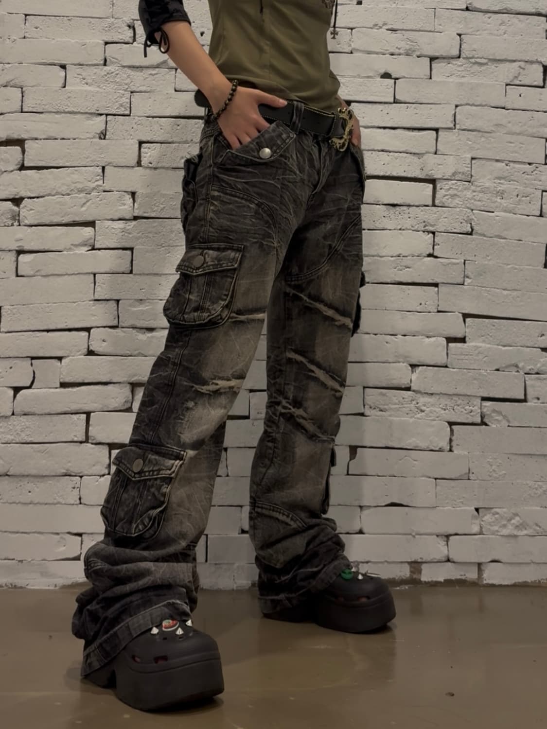 00s Y2k jpn boots cut multipoket pants 상품이미지6