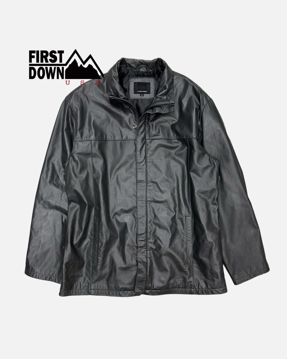 BXBK grey leather zip-up jacket 상품이미지1