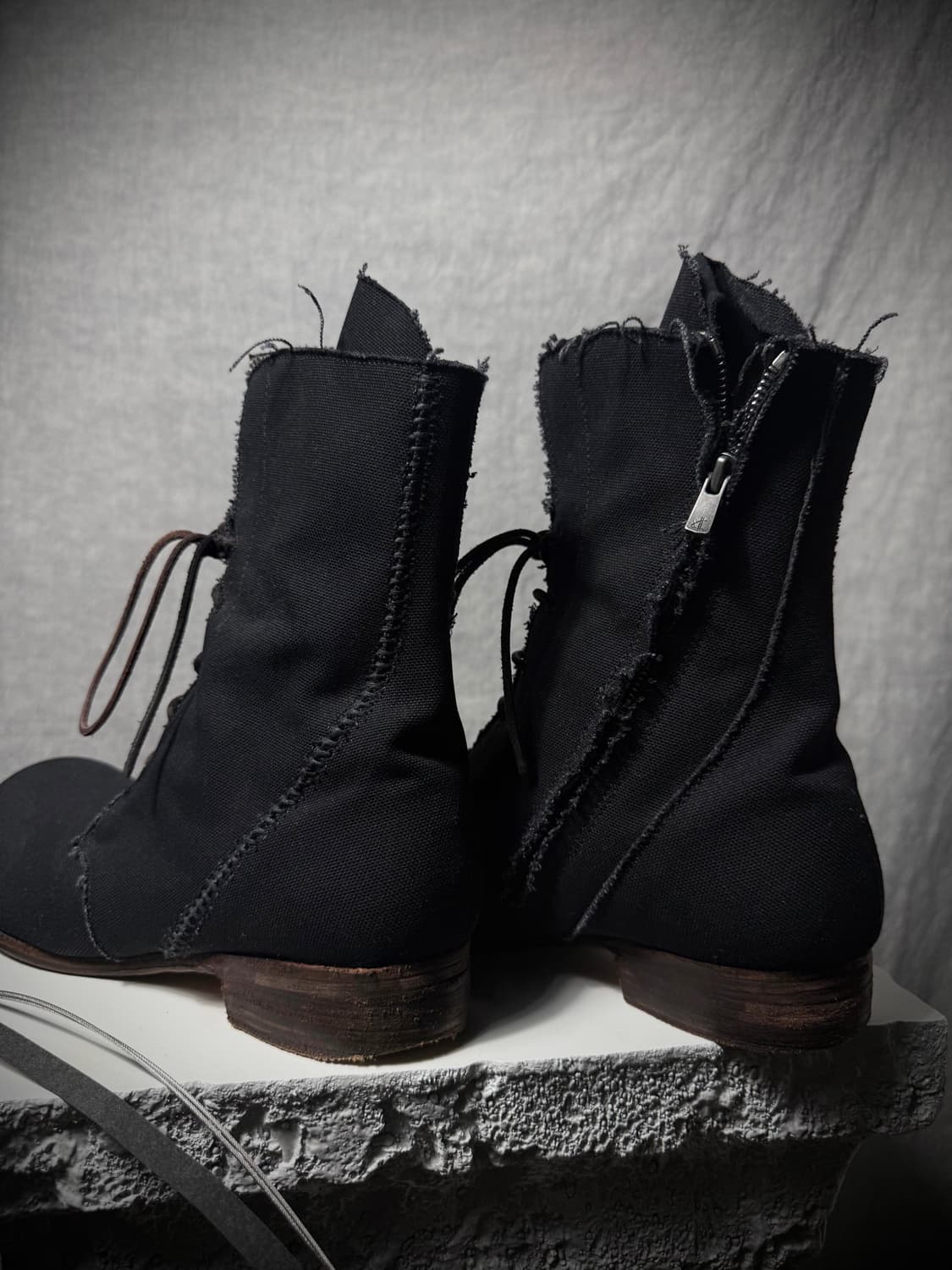 Devoa Stitch Canvas Back Zip Boots  상품이미지3