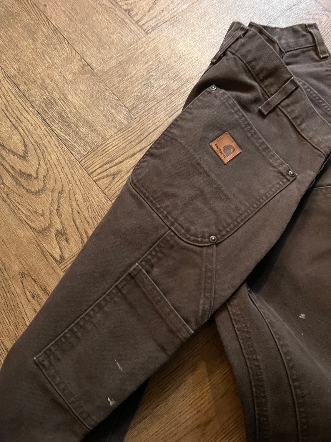 [32]칼하트 USA 빈티지 페인팅 다크브라운 더블니 워크 팬츠 상품이미지8