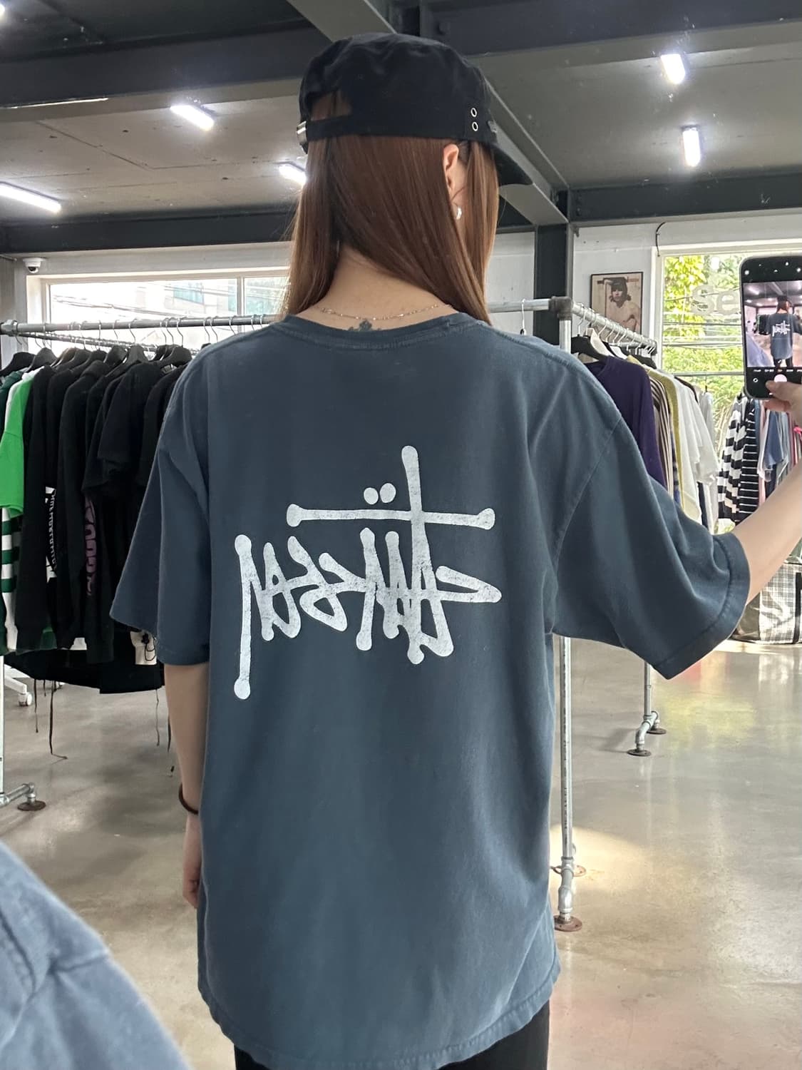 스투시 스탁 백로고 반팔티 블루그레이 상품이미지1