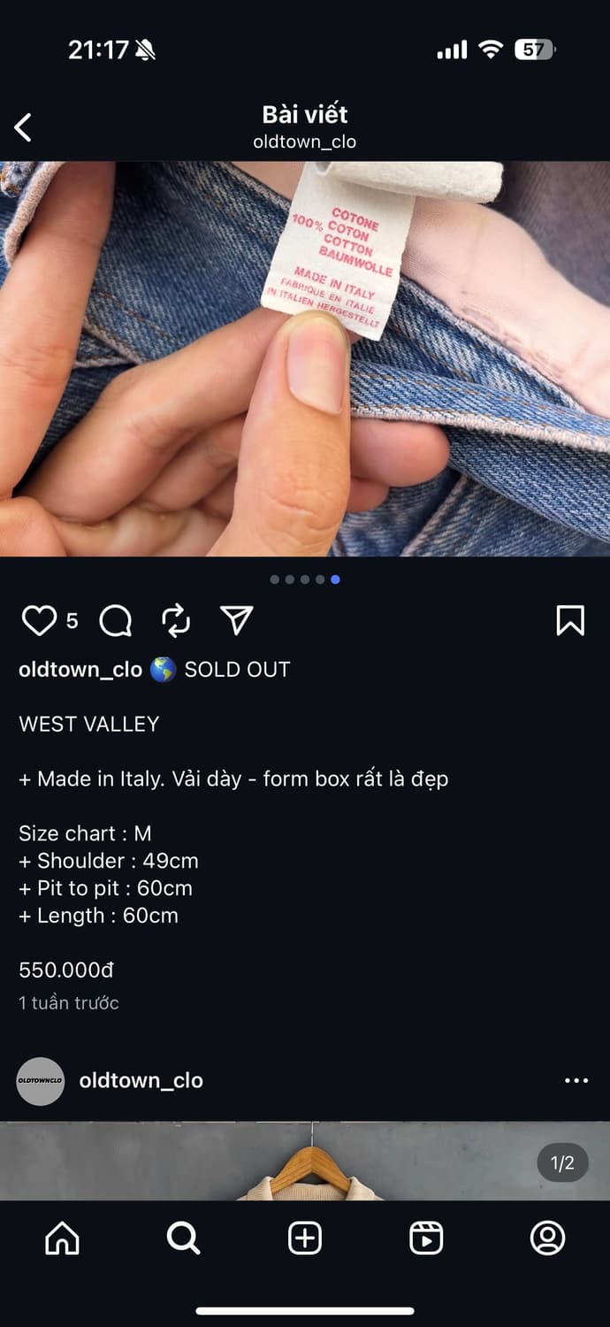 웨스트 밸리 데님 청자겟 Made In Italy 상품이미지6