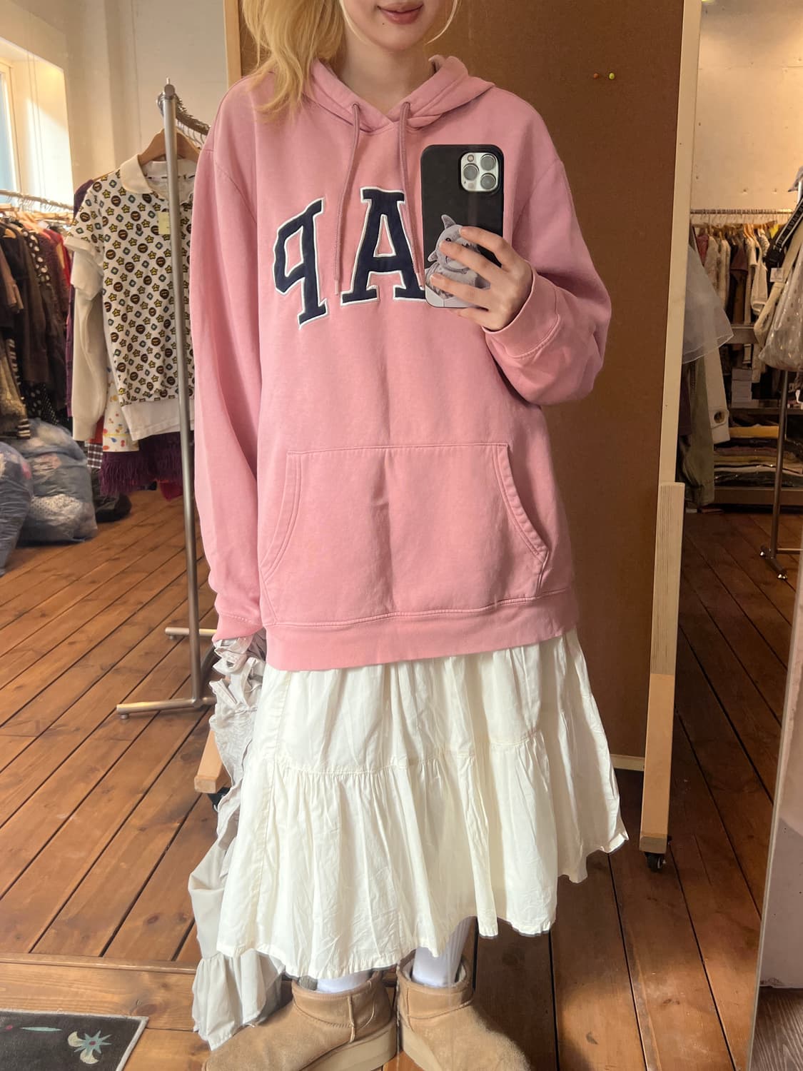 갭 딸기우유 기모 후드 상품이미지3