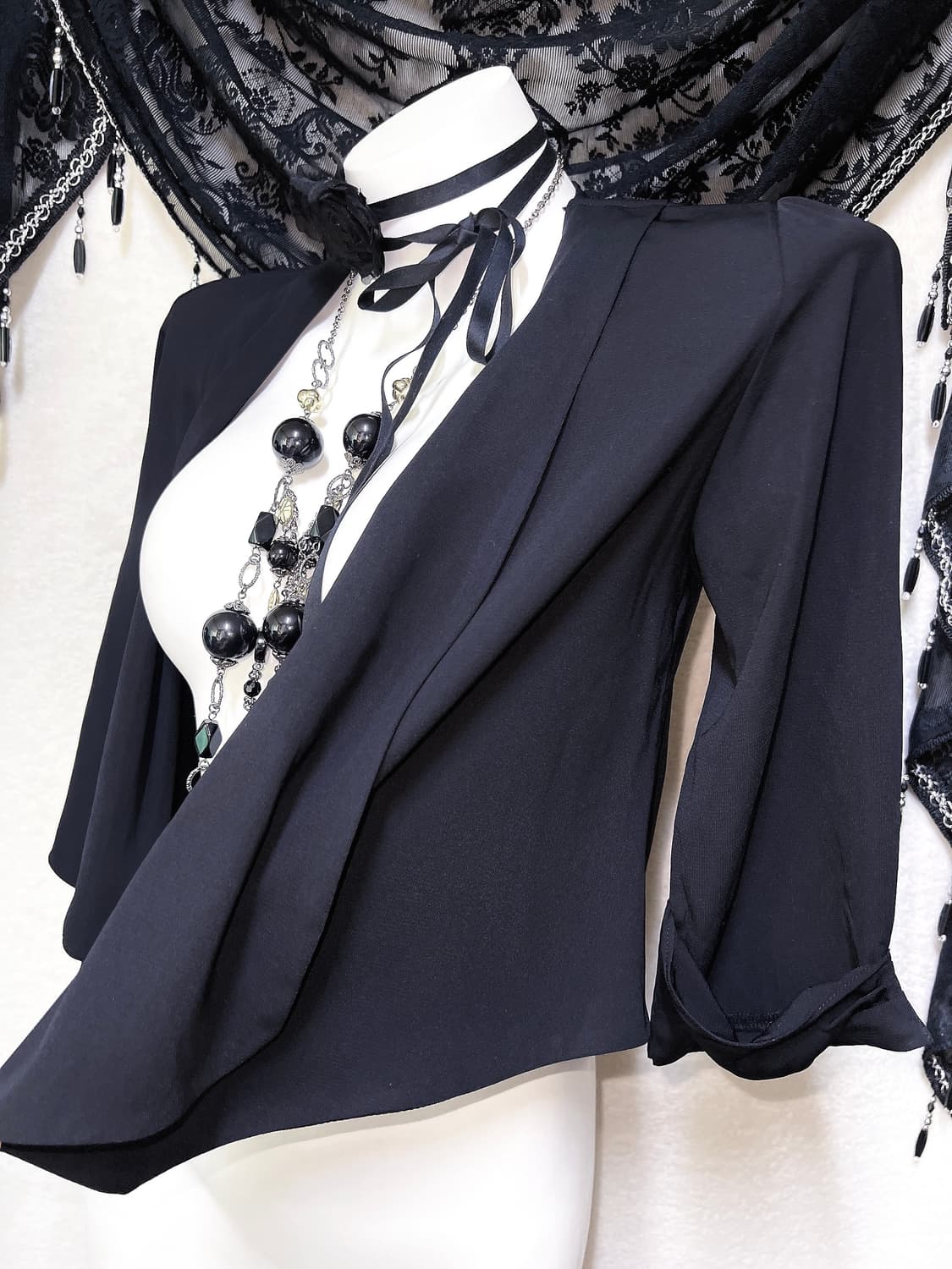 로맨틱고딕 고스 엔틱 블랙 레이스 볼레로 가디건 쉬폰자켓 핀터 페어리 상품이미지2