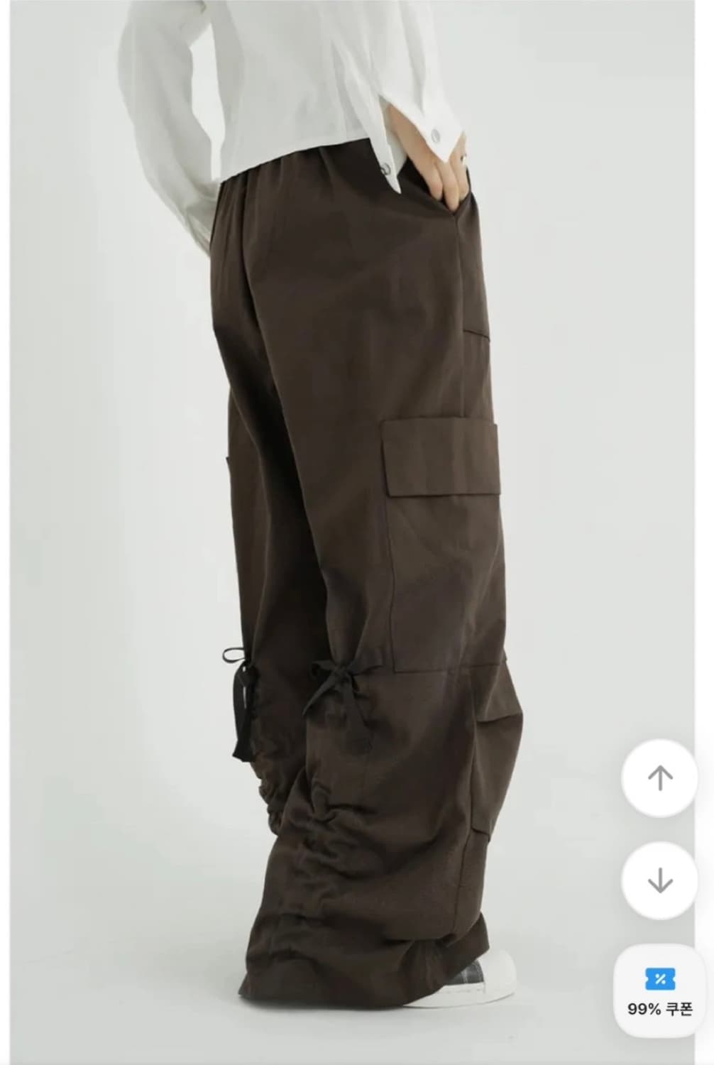 바이너리원 키미스 백셔링 리본 카고 파러슈트팬츠 상품이미지4