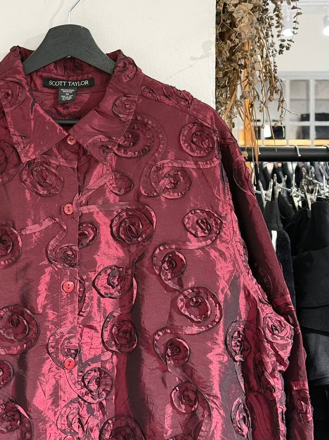 스콧 테일러 버건디 로제트 트림 셔츠 상품이미지3