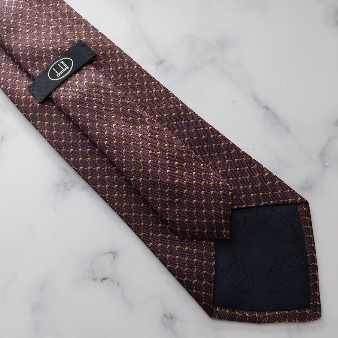 던힐 실크 브라운 골드 도트 패턴 넥타이 9.5cm A+등급 K1232
 상품이미지9