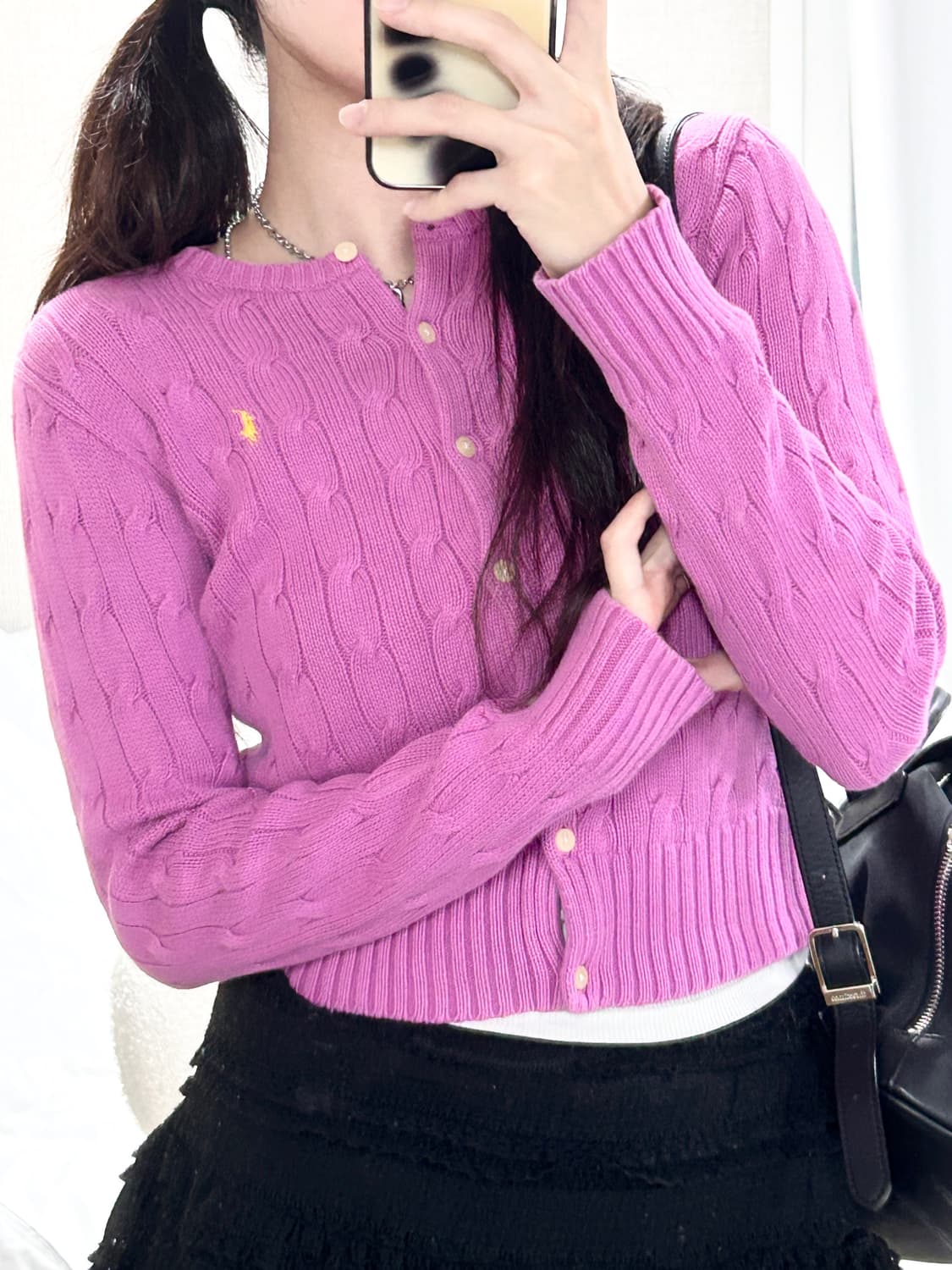 폴로 핑크 케이블 가디건 상품이미지5