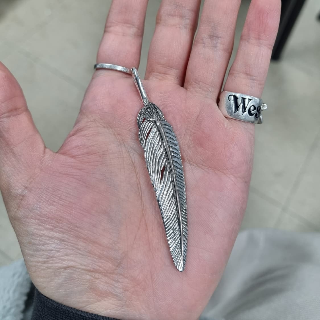 핸드메이드 실버 페더 팬던트 상품이미지3