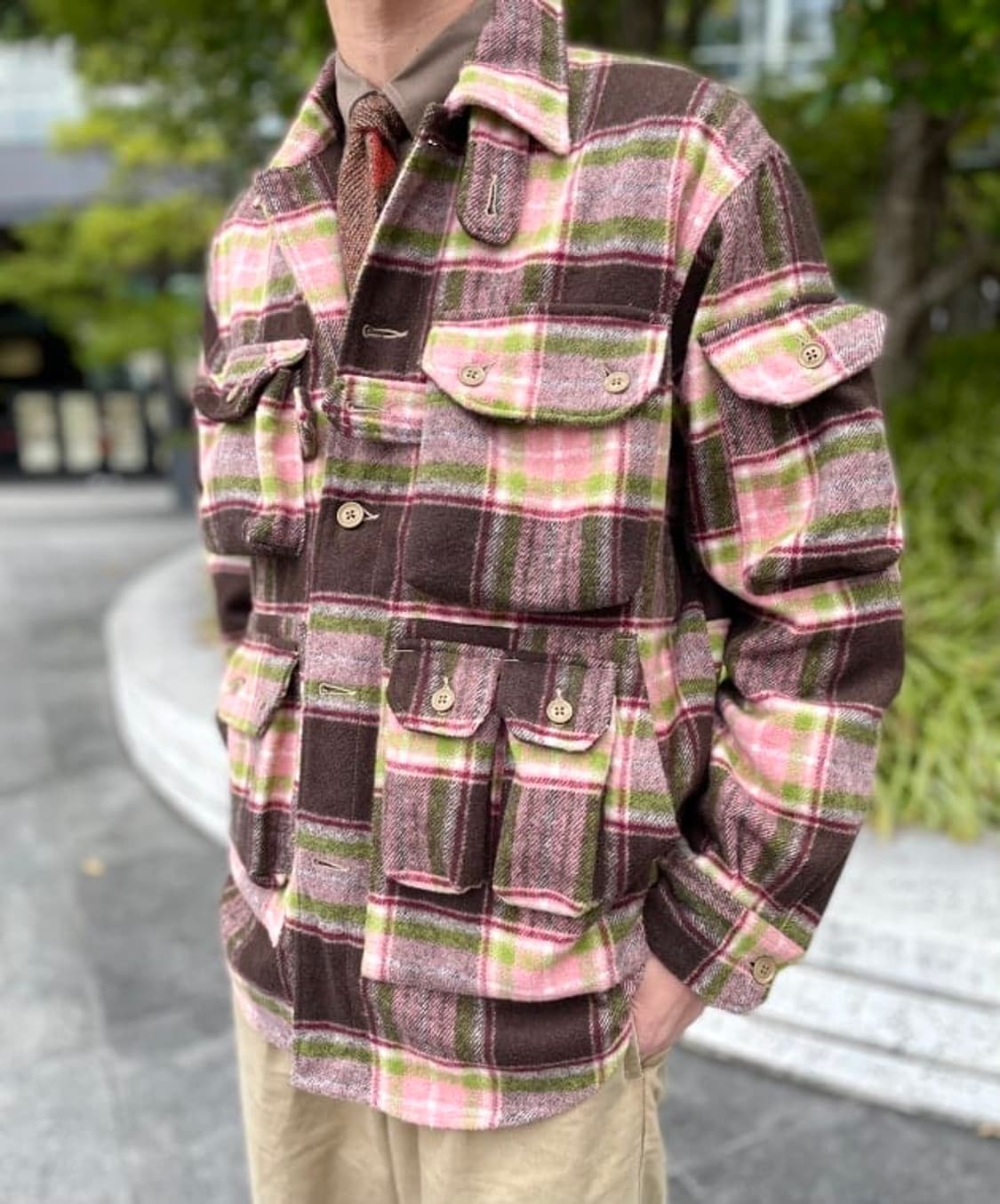 [L] 엔지니어드가먼츠 익스플로러 셔츠 자켓 브라운/핑크 엔가 상품이미지2