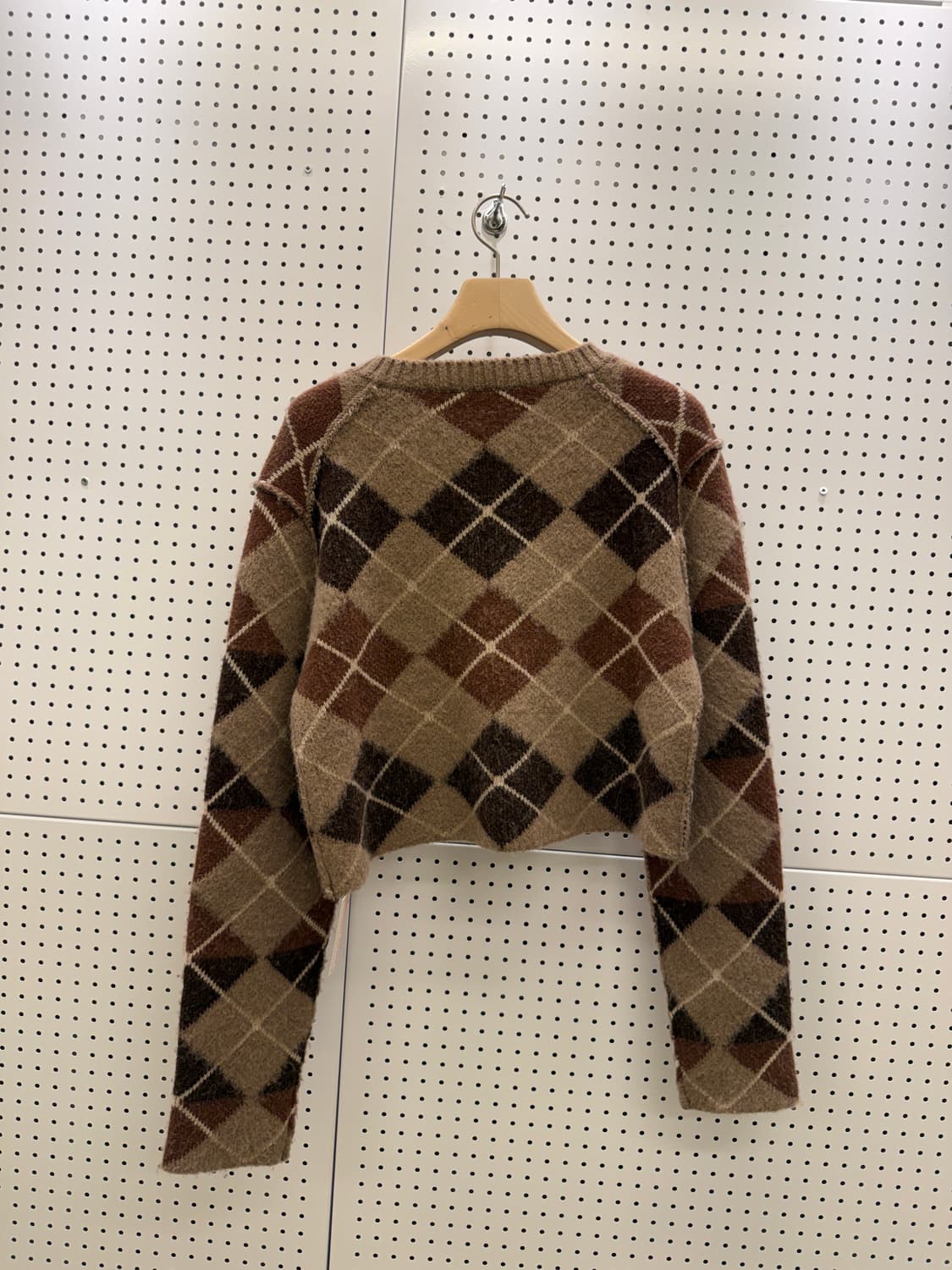 더 오픈 프로덕트 크롭 아가일 패턴 가디건 U1659 상품이미지3