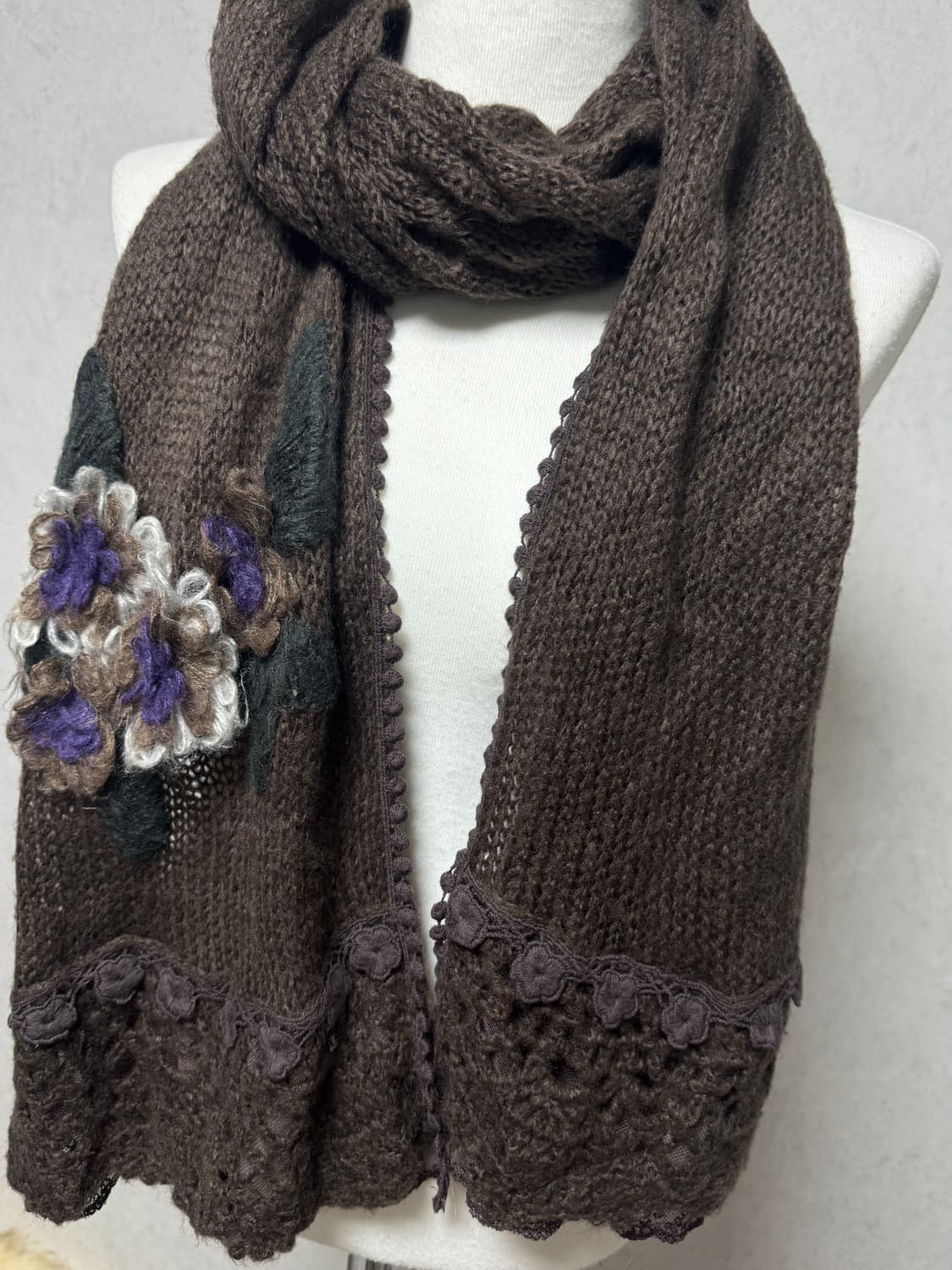 보헤미안 플라워 빈티지 니트 머플러 상품이미지4