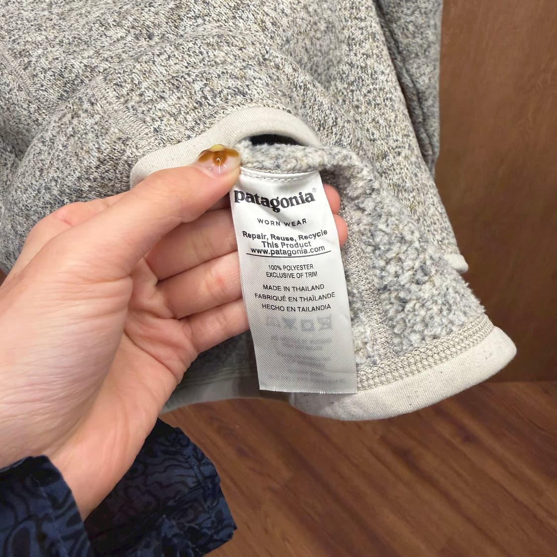 파타고니아 하프 집업 플리스 자켓 로고 패치 파이핑 디테일 멜란지 그레이 상품이미지8