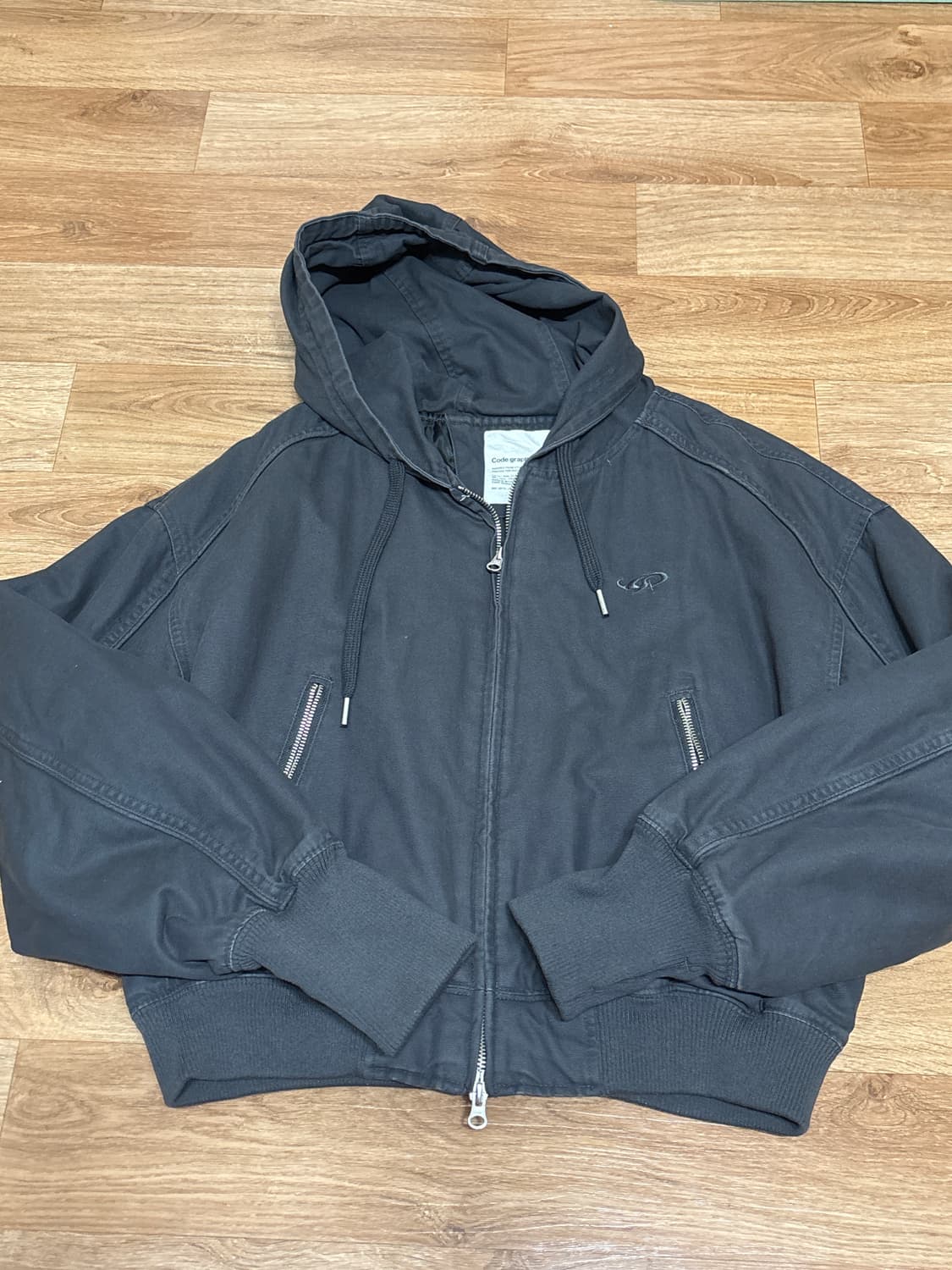 코드그라피 빈티지 워싱 코튼 후드 집업_차콜_M 상품이미지1