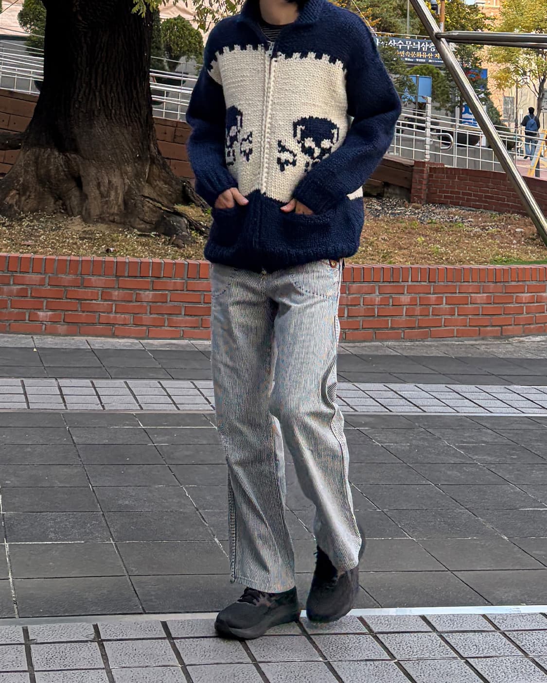 캐나다 핸드니팅 스컬 그래픽 코위찬 상품이미지2