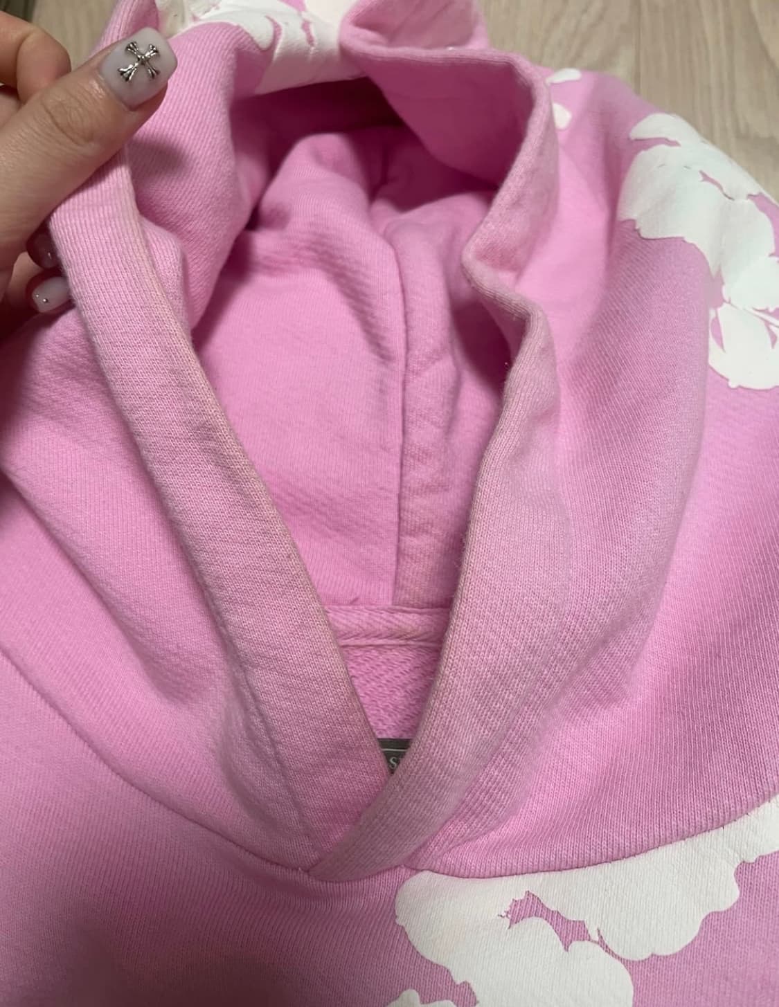 데님티어스 후드 스웻셔츠 핑크 s 상품이미지4