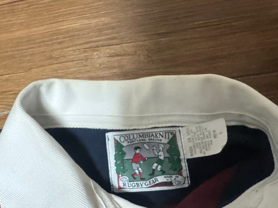 콜롬비아니트 럭비티 버건디 네이비 L사이즈 판매합니다. 상품이미지4