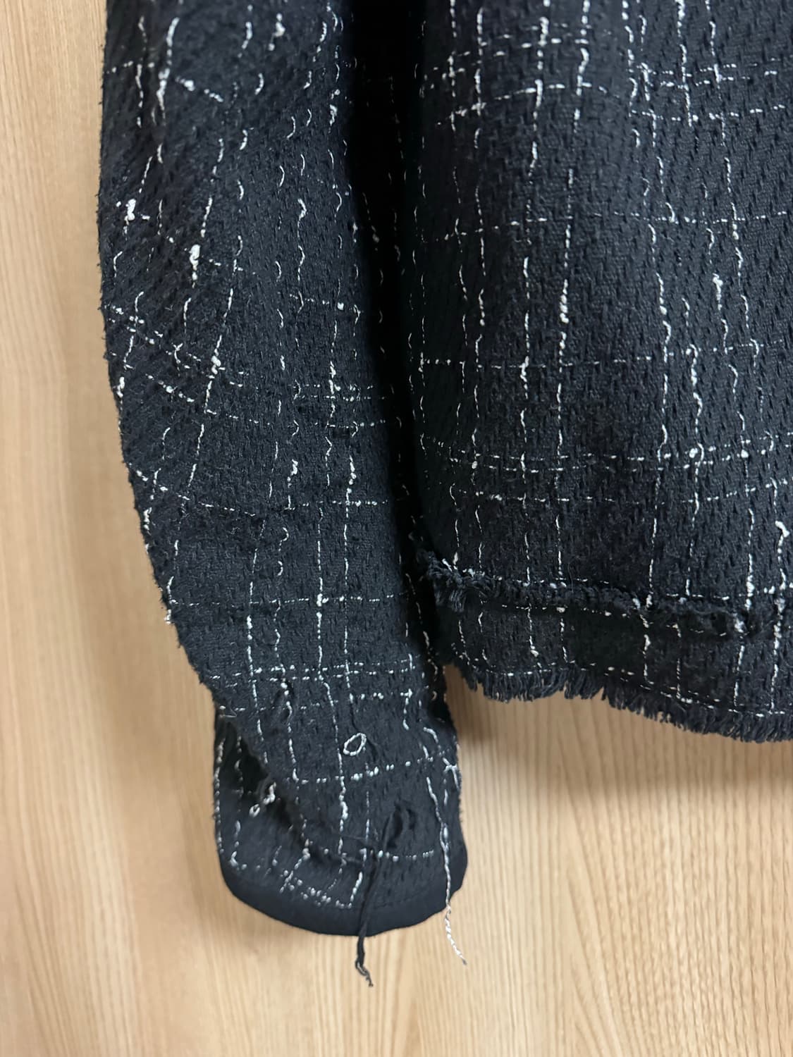 엘무드 트위드 블루종 쿼츠 울 자켓 블랙 48사이즈 상품이미지4