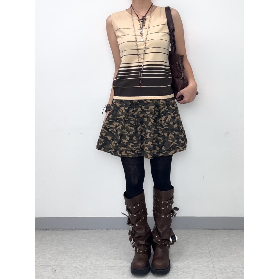 빈티지 베이지 슬리브리스 상품이미지2