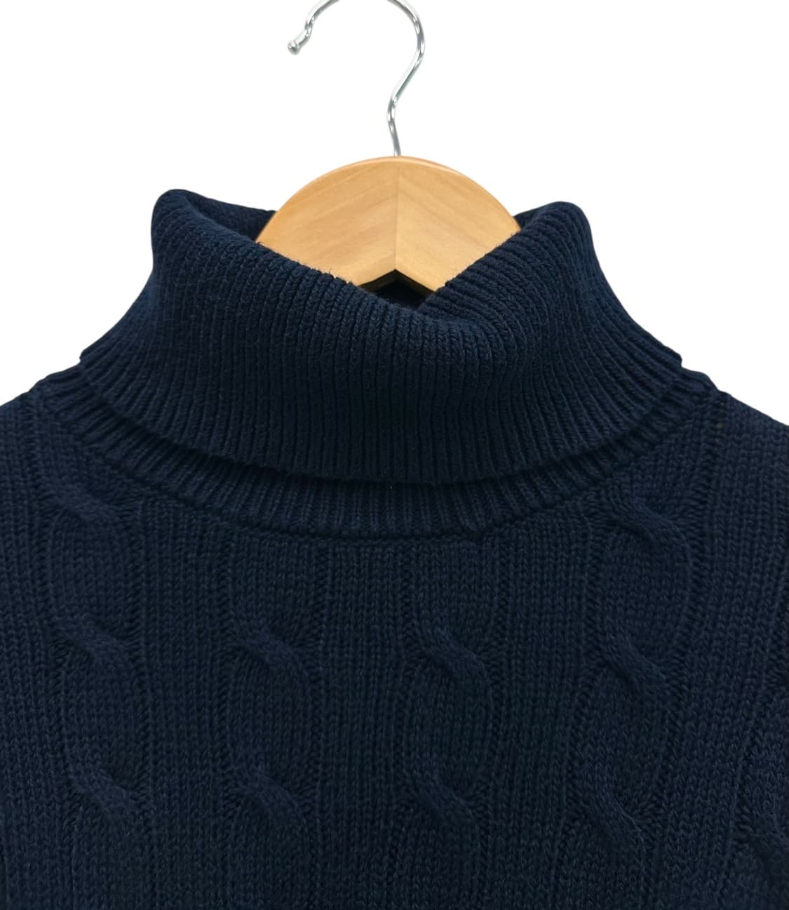 폴로 랄프로렌 폴라넥 꽈배기 케이블 니트 네이비 (XS)  상품이미지3