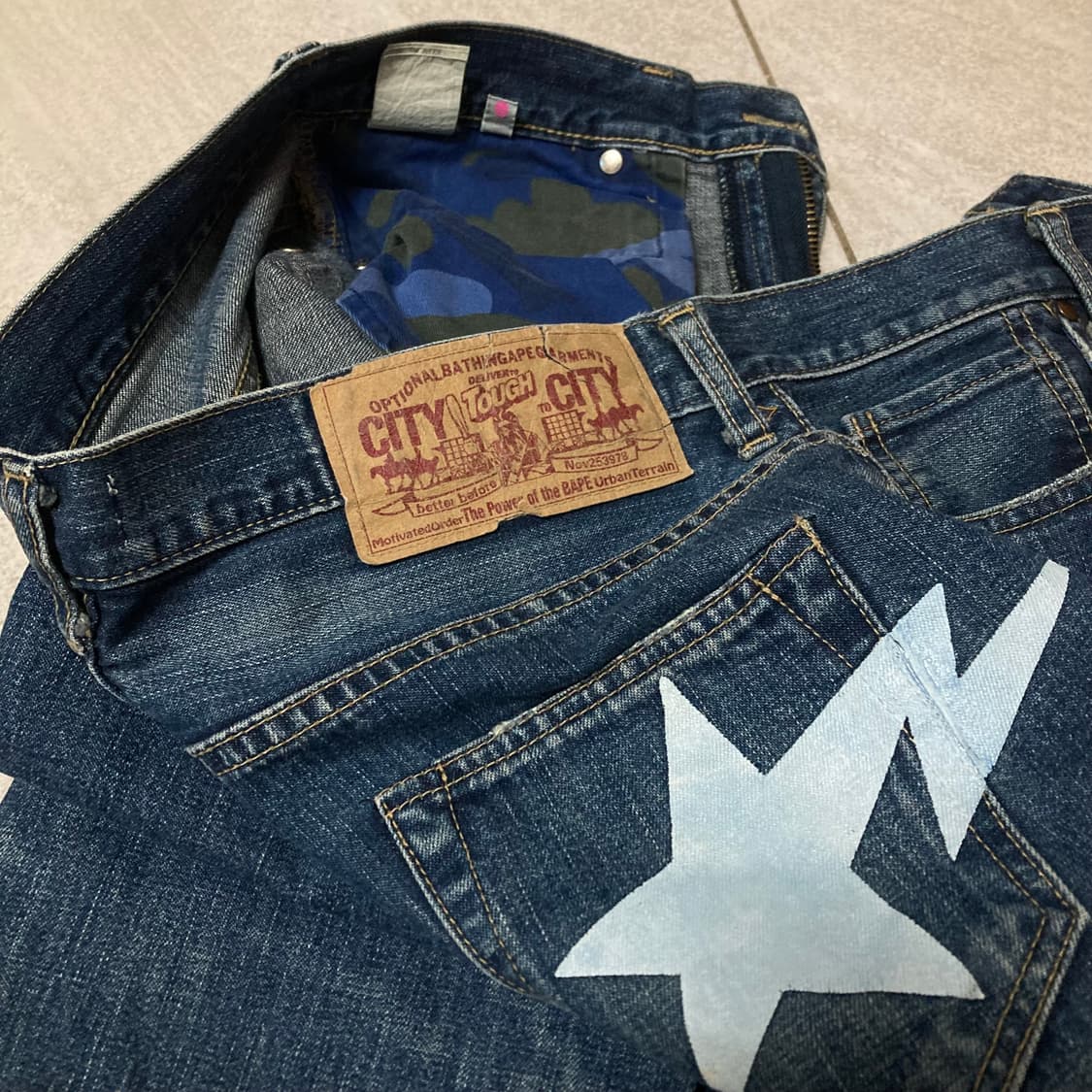 APEE 베이프스타 프린트 데님 상품이미지4