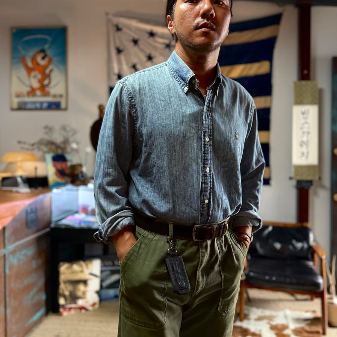 폴로 랄프로렌 클래식 핏 샴브레이 셔츠 L 상품이미지9