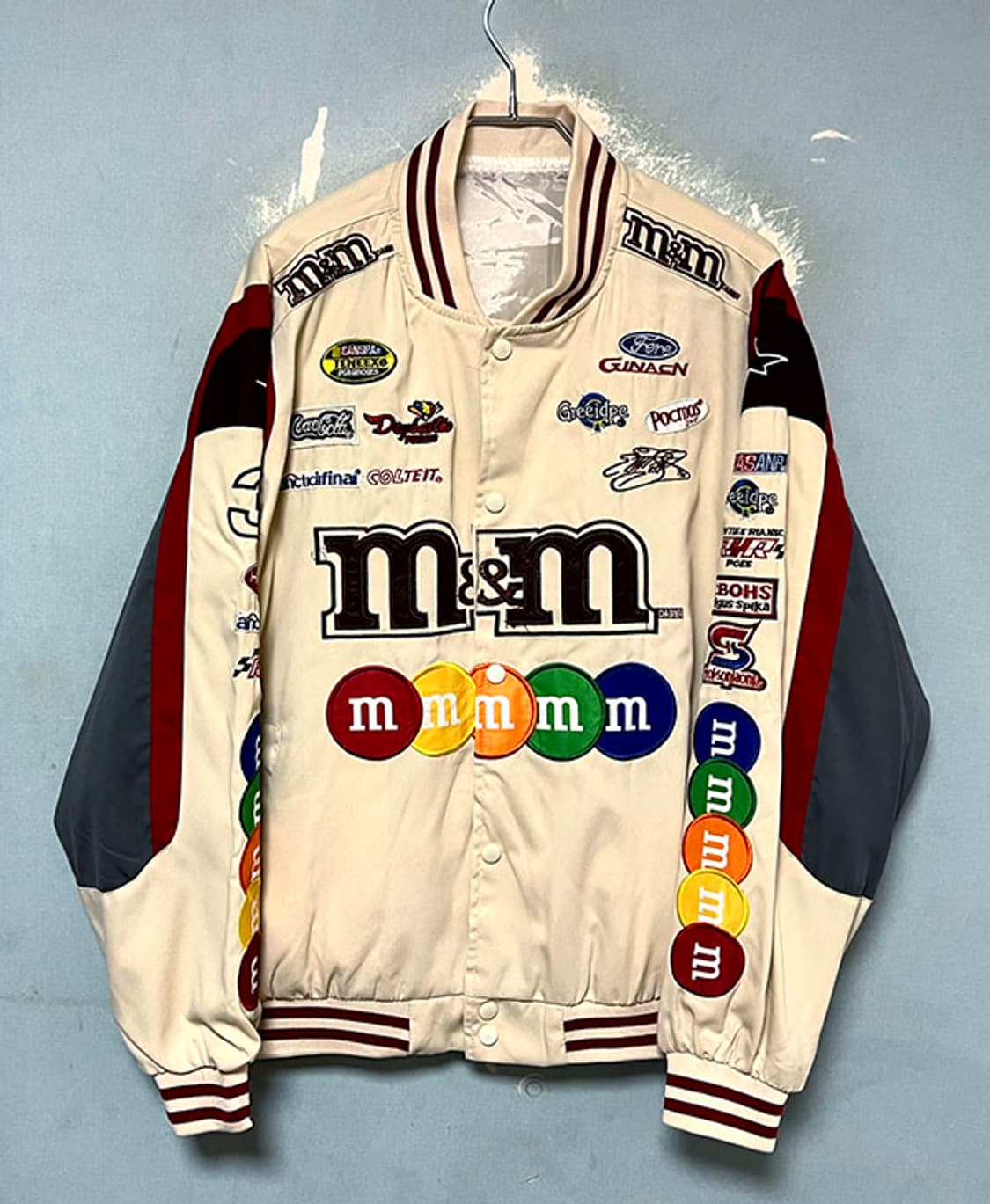 m&m 엠앤엠 남자 레이싱자켓 바람막이점퍼 춘추 풀패치와펜 L 100 상품이미지1
