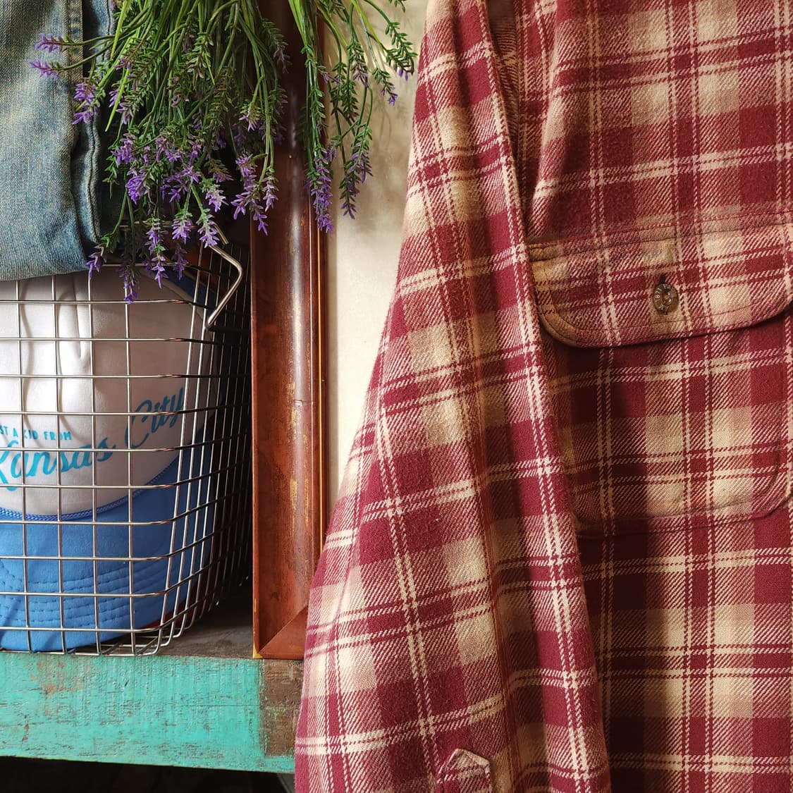 90s 아메리칸 빈티지 체크셔츠 헤비 플란넬 워크셔츠 레드 L 상품이미지6