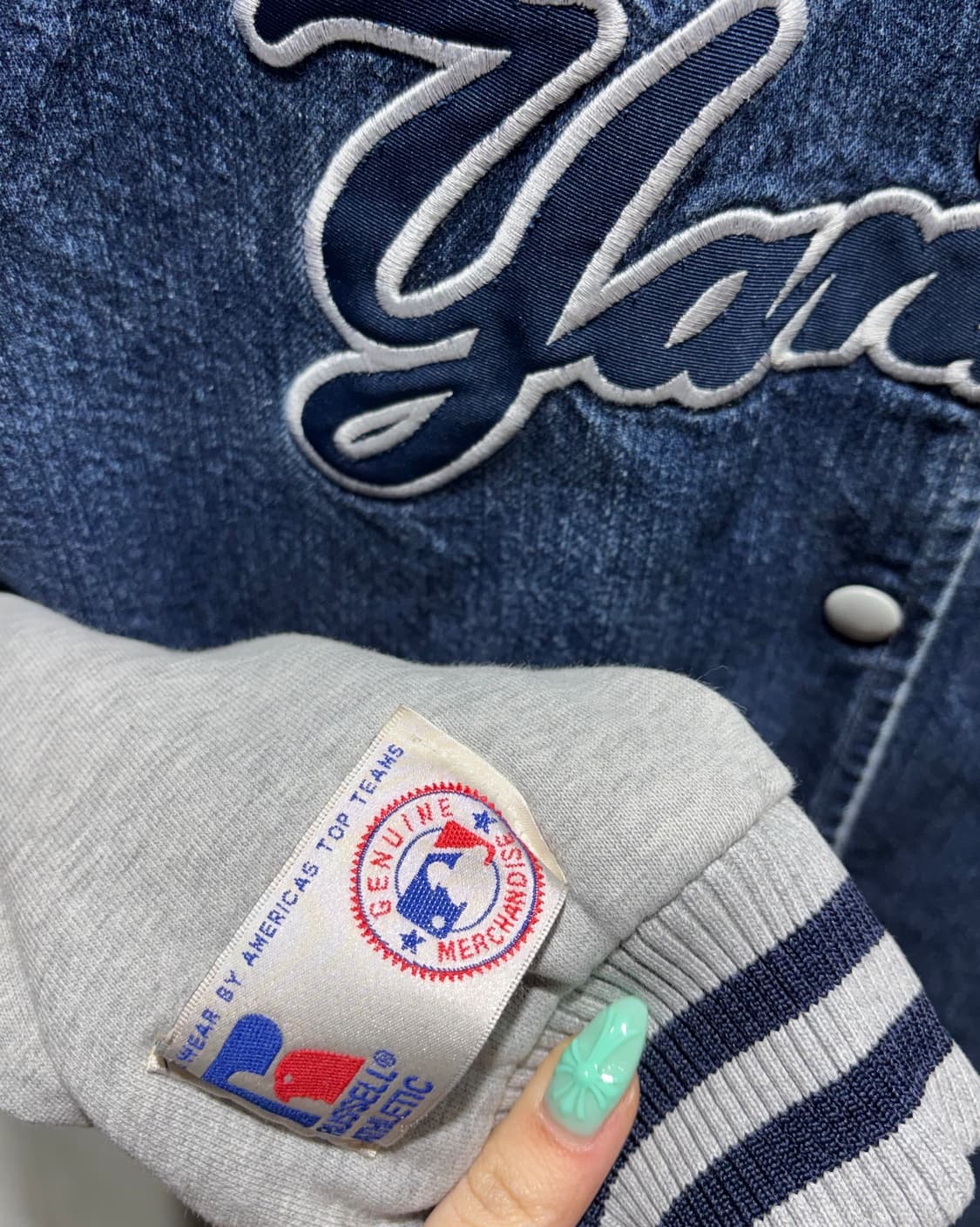 M 러셀 에슬레틱 뉴욕양키스 데님 코튼 바시티  상품이미지6