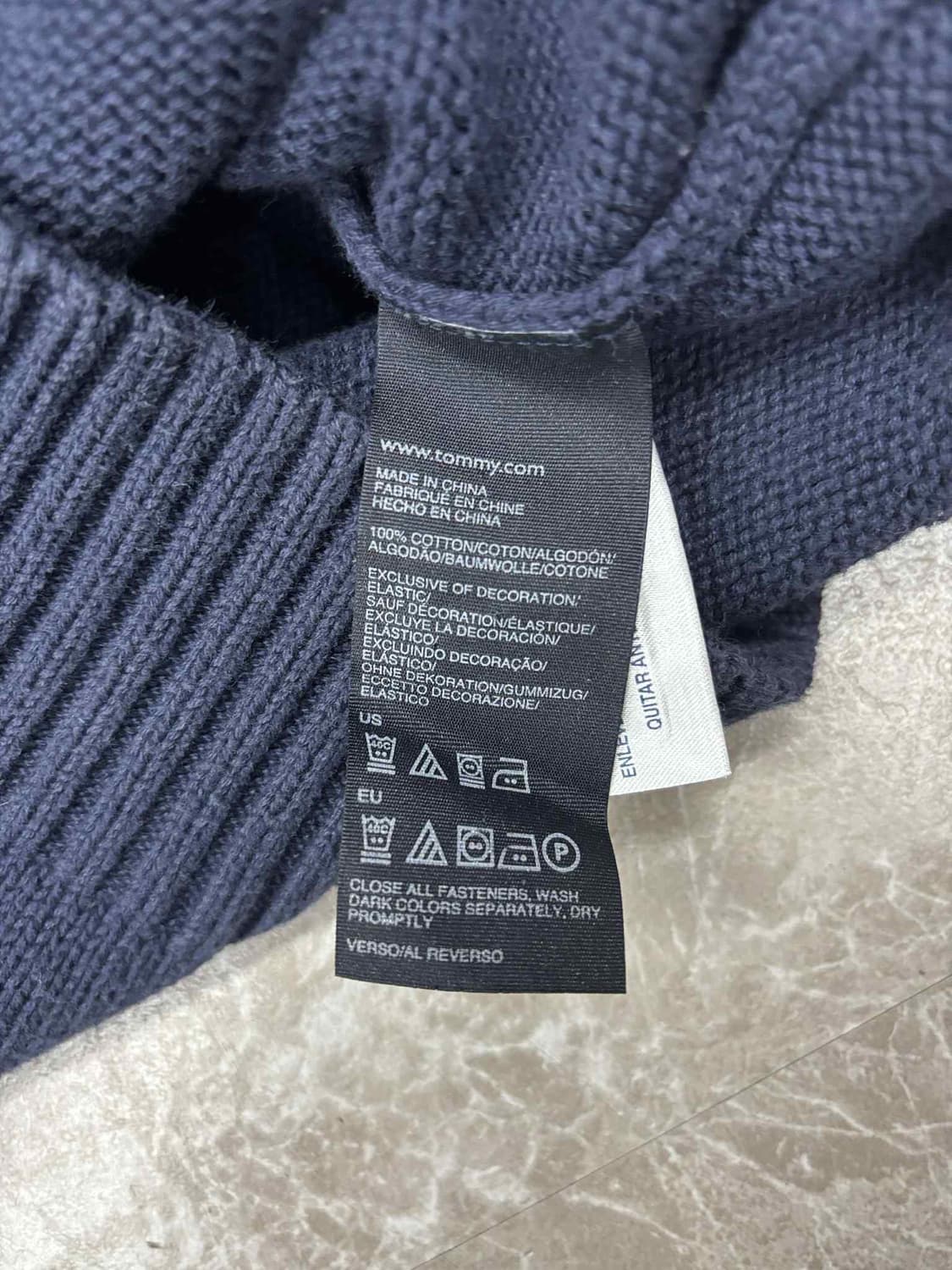 타미힐피거 월계수 네이비 올드스쿨 코튼 니트 집업(S) 상품이미지5