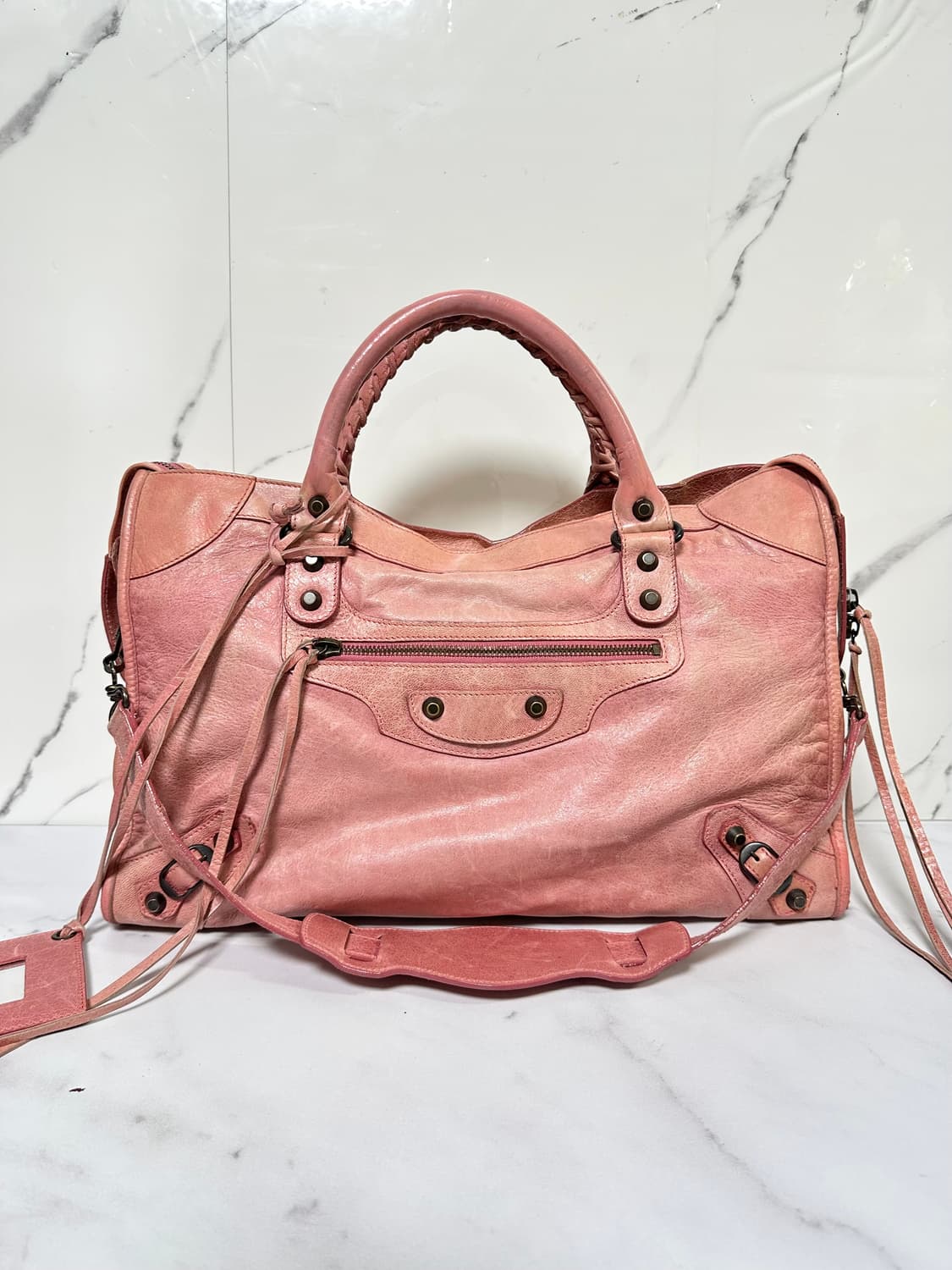 [정품] 발렌시아가 시티 모터백 미디움 핑크 상품이미지1