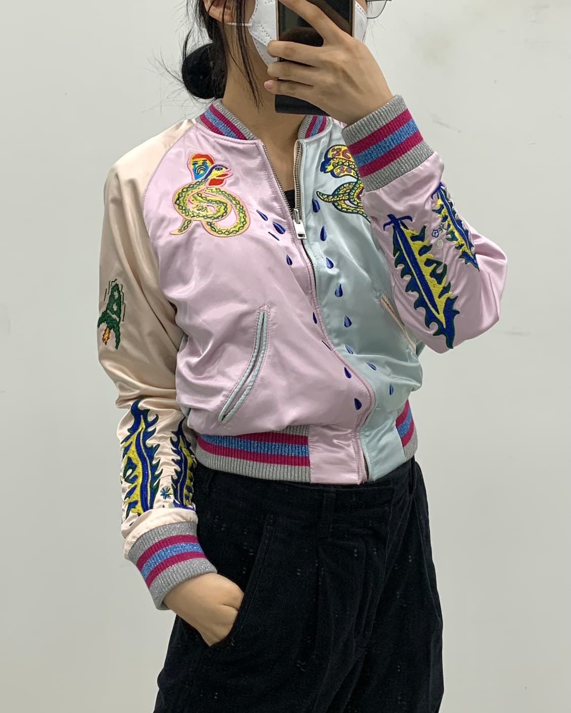 디젤 리버시블 자수워크 파스텔 스카쟌 상품이미지3