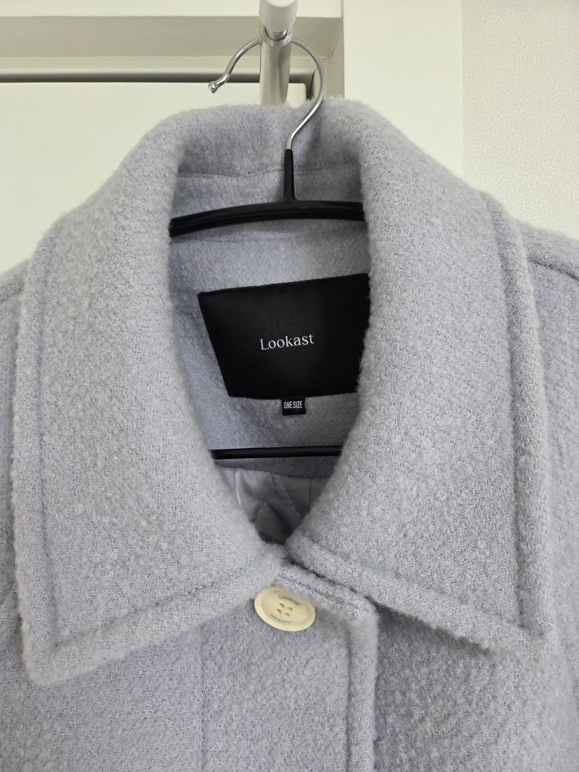 룩캐스트 헤일리 울 부클 하프 코트_아쿠아 블루 상품이미지7