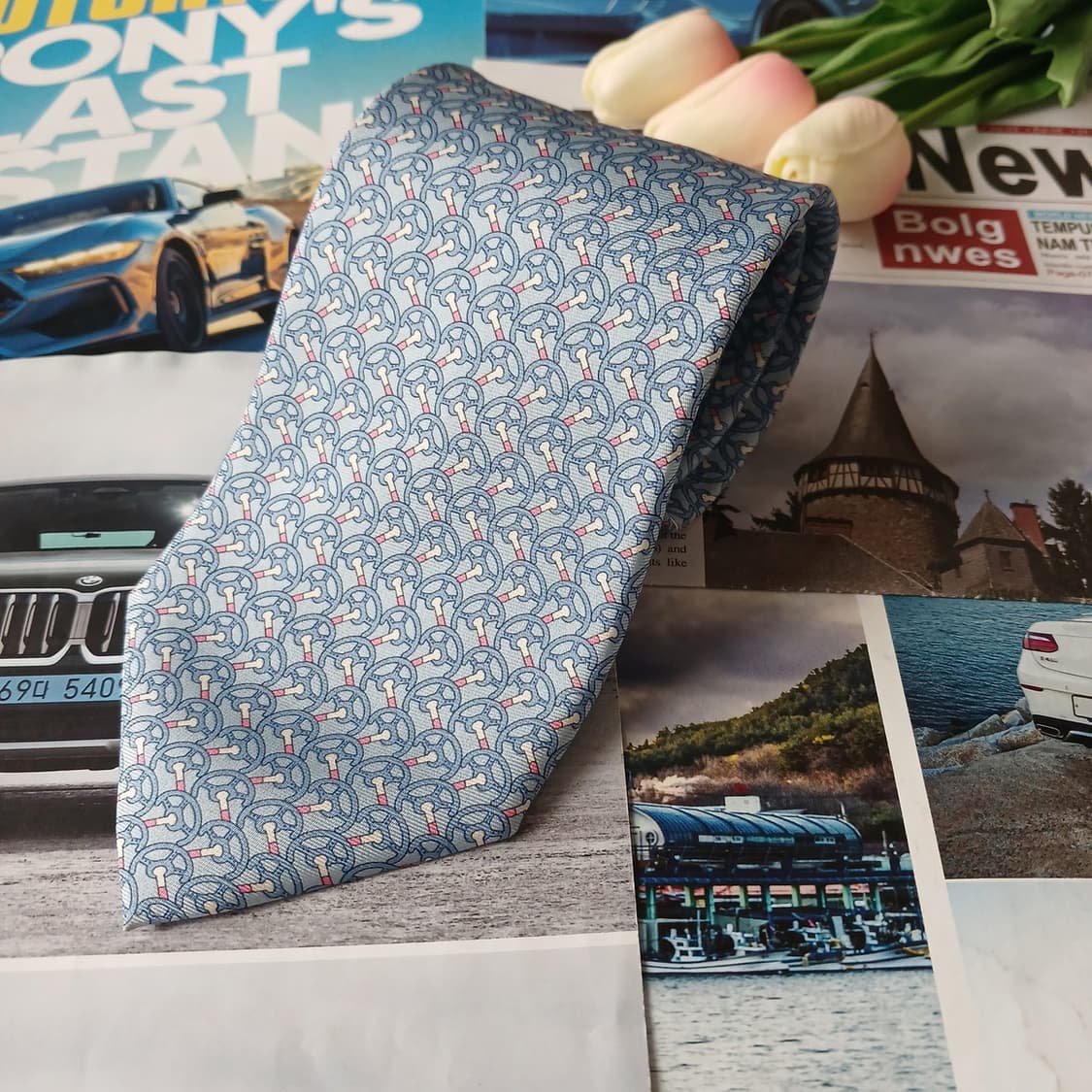 던힐 실크 스카이블루 스티어링 넥타이 9.3cm A+등급 A18914
 상품이미지2