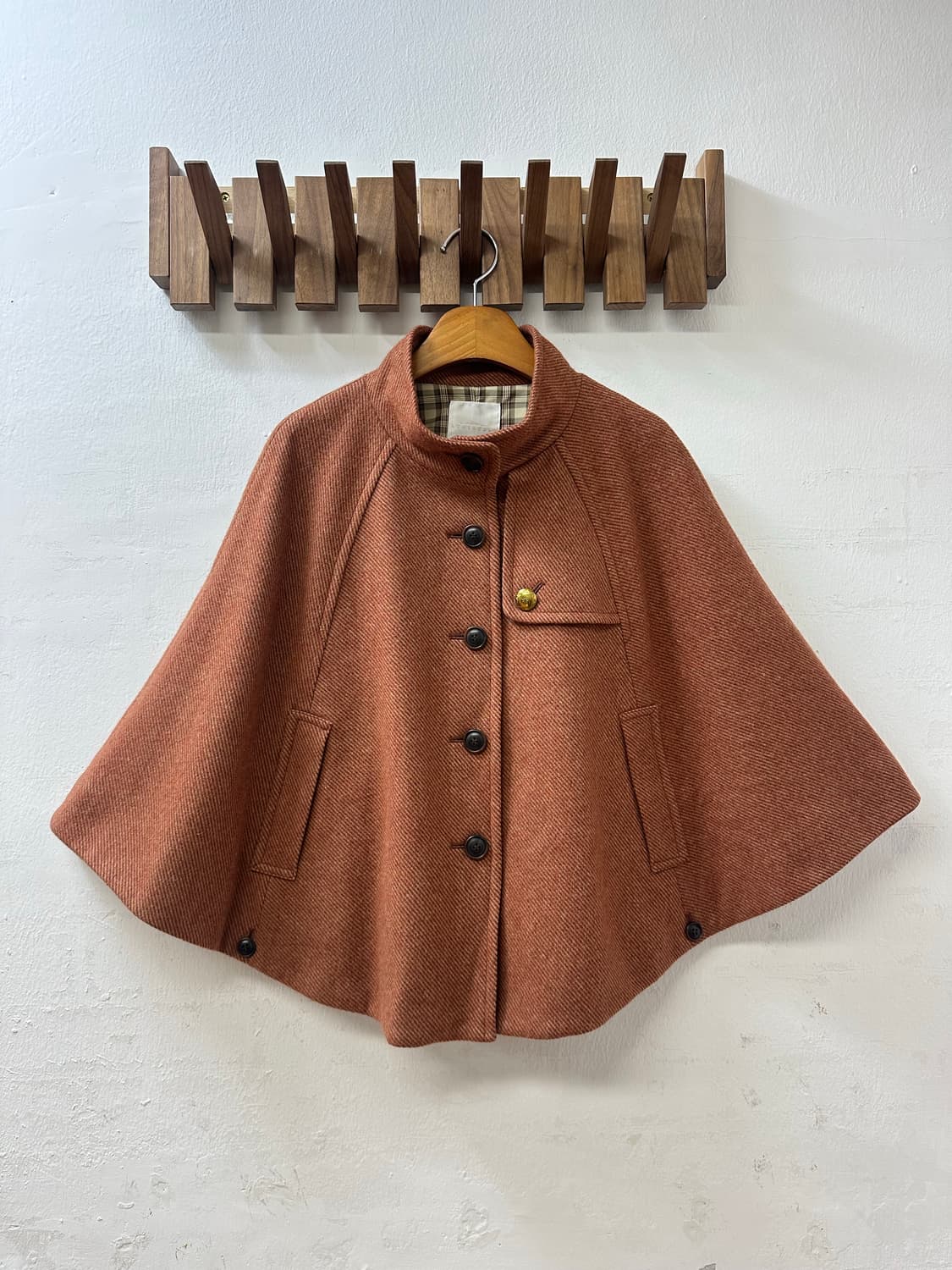 일본빈티지 KUMIKYOKU 울 혼방 헤링본 케이프 판초 코트 상품이미지1