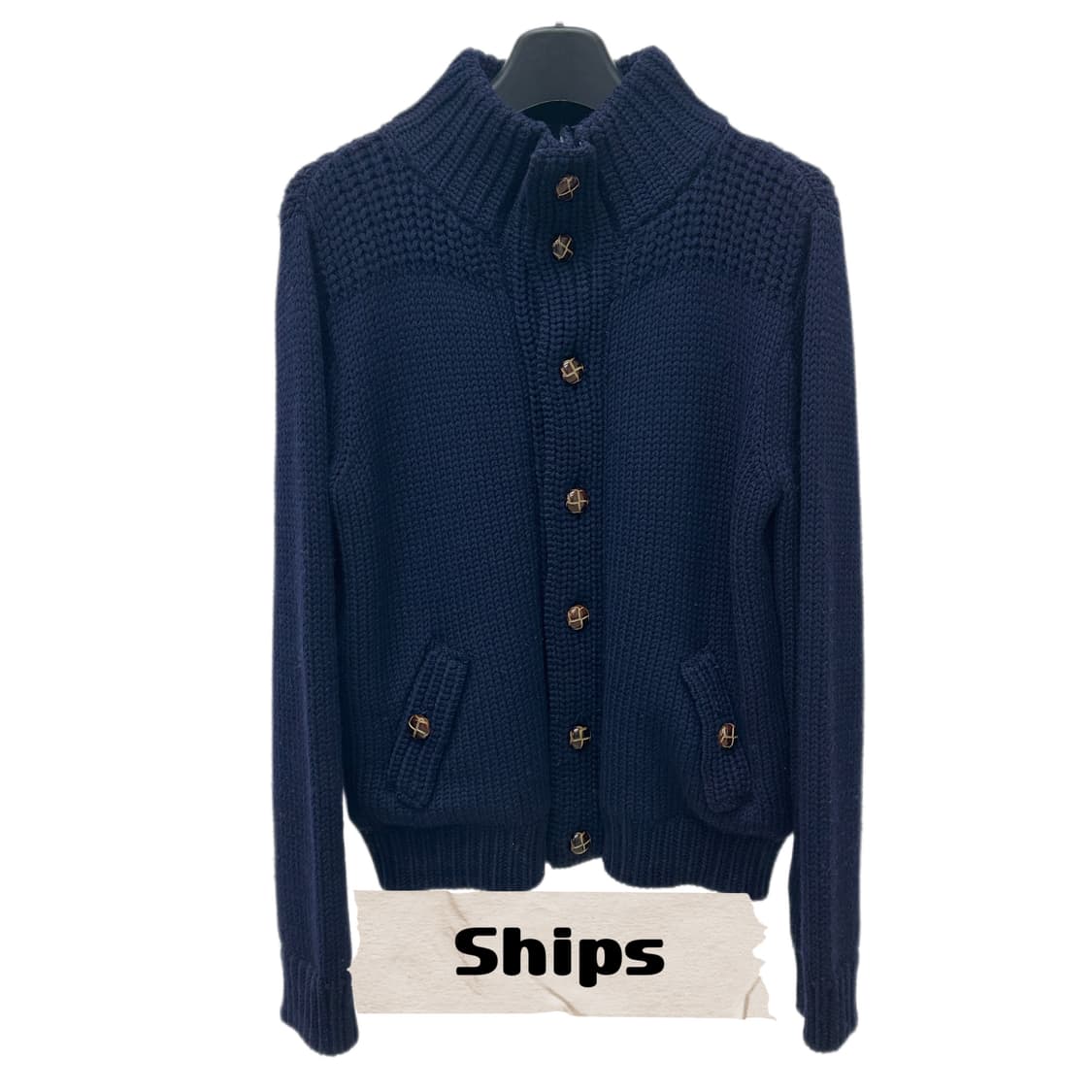 쉽스 네이비 하이넥 로우게이지 가디건(Ships)  상품이미지1