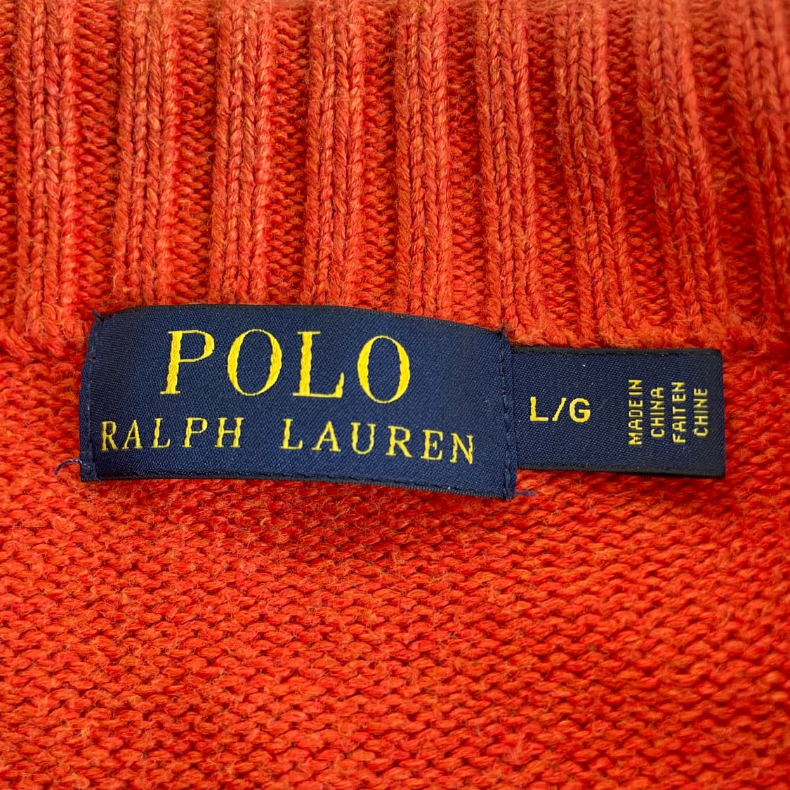 Polo  폴로 랄프로렌 자수 오렌지 반집업 코튼 니트 상품이미지3