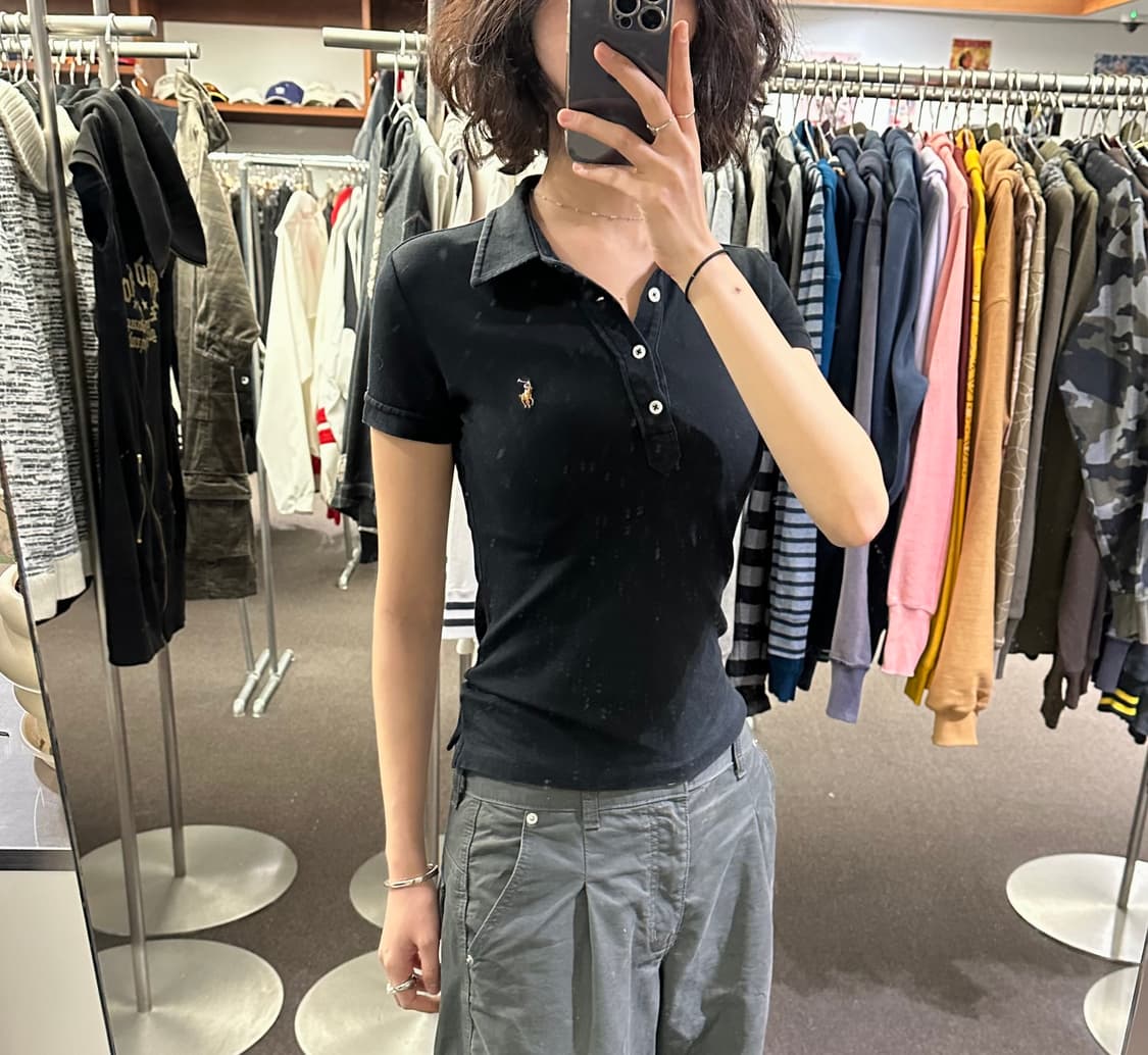 M)폴로 랄프로렌 빈티지 여성 멀티포니 블랙 카라 반팔 상품이미지2