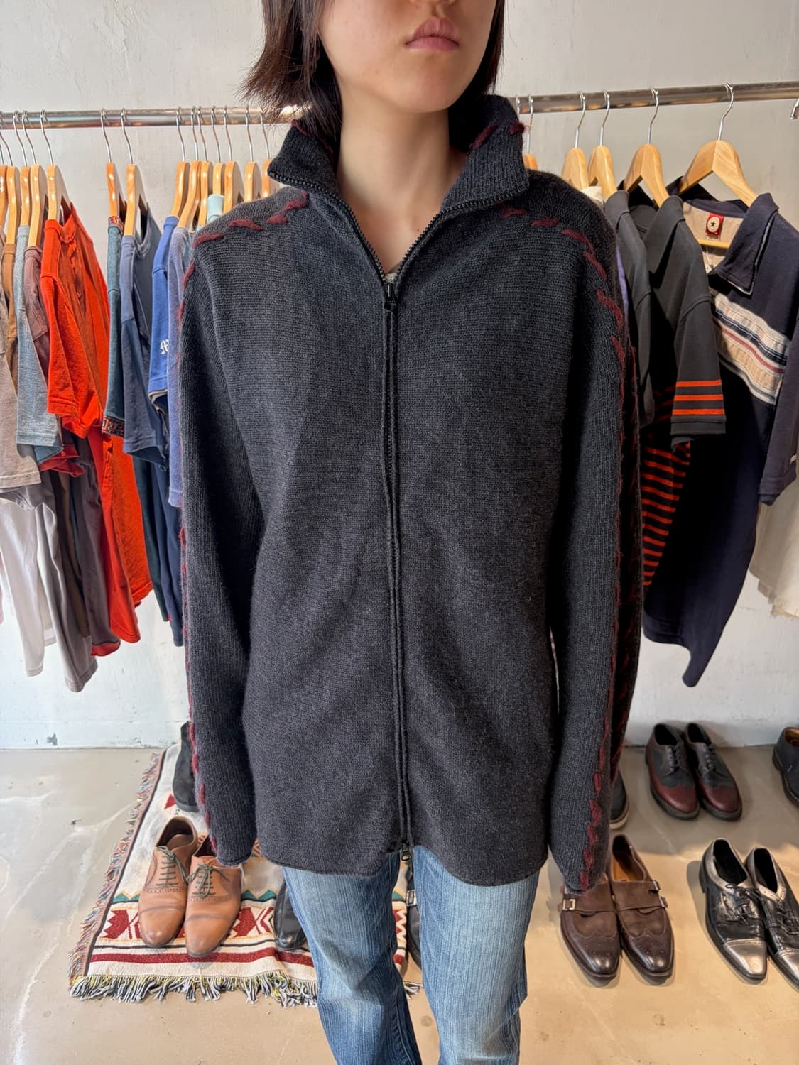 Emporio Armani 울 니트 집업 XL 상품이미지3