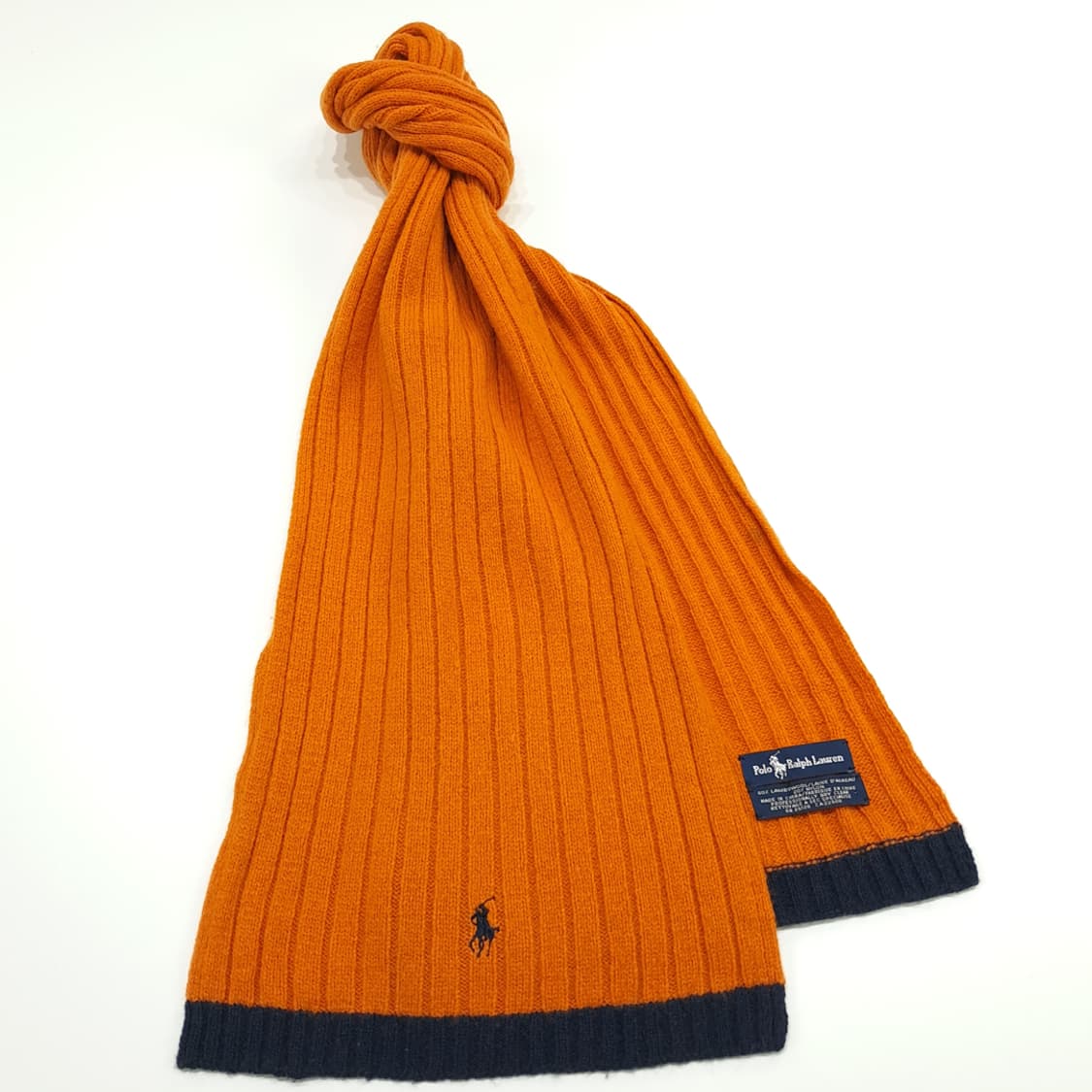 MX164 폴로 랄프로렌 오렌지 리브드 램스울 니트 목도리 머플러 상품이미지3