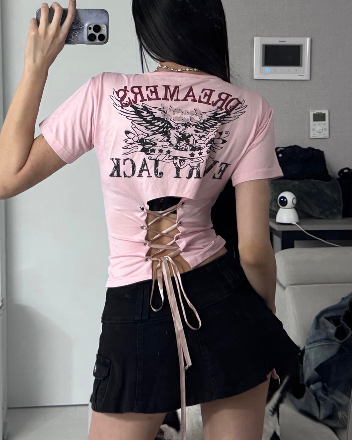 ༒ Back eyelet T-shirt 상품이미지1