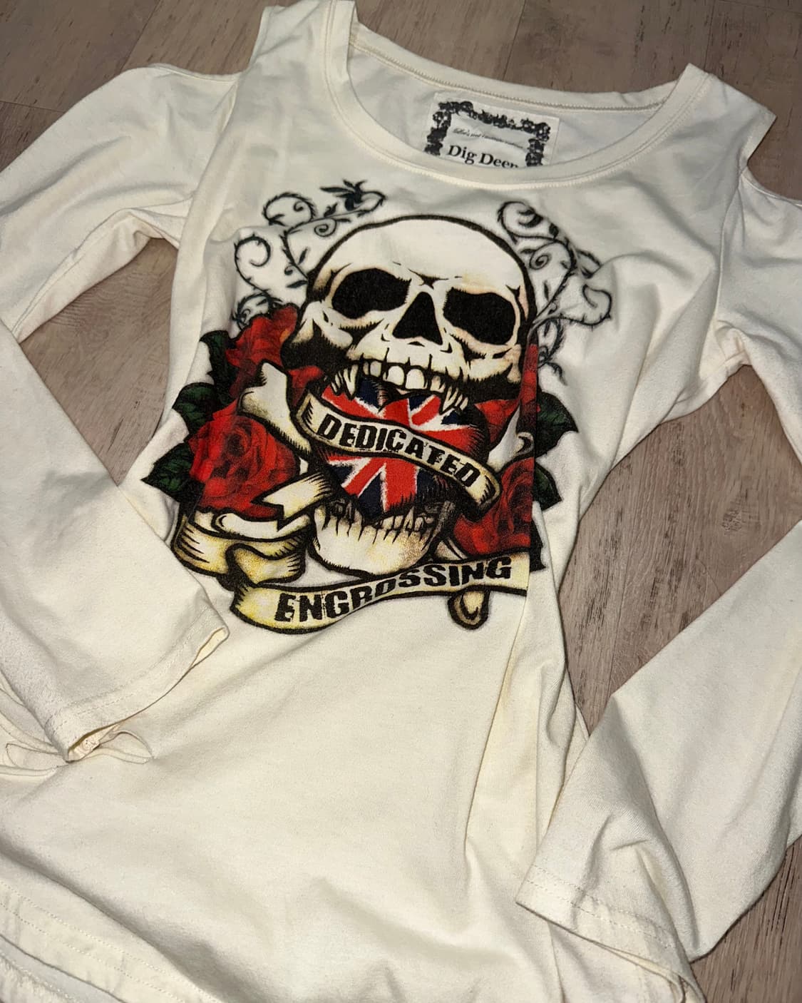 디그딥 펑크 y2k 갸루 해골 긴팔 티셔츠 상품이미지1