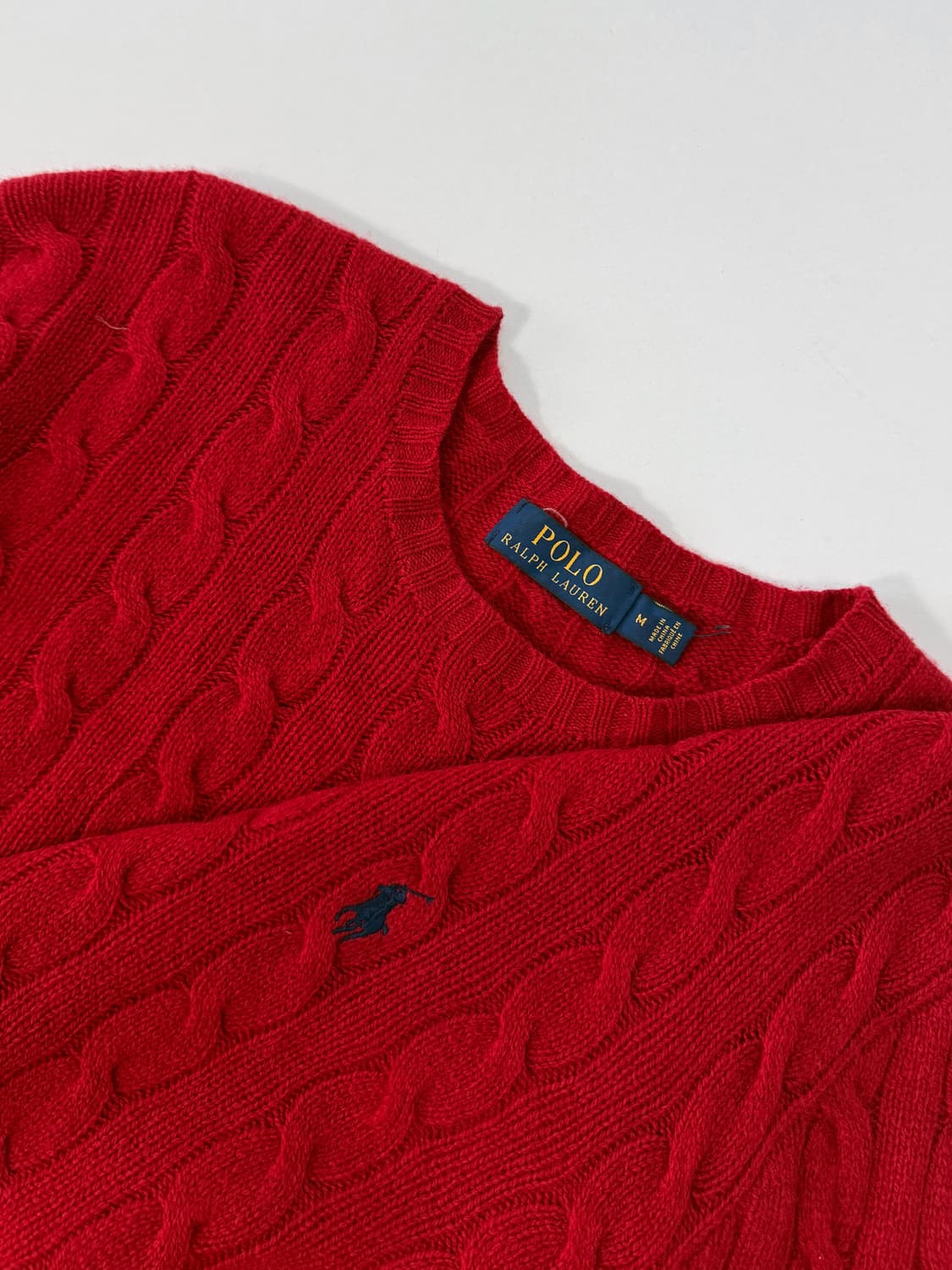 폴로 랄프로렌 루즈핏 신형 캐시미어 울 레드 꽈배기 니트 상품이미지2