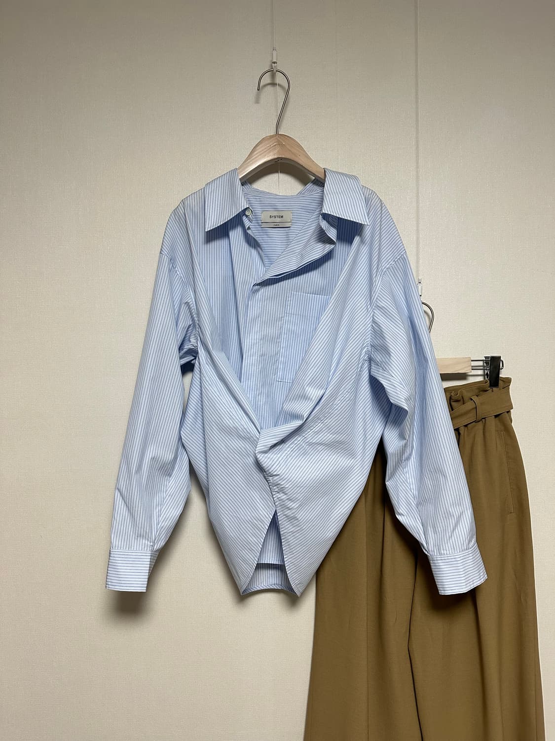 시스템25 2way 언발란스 스트라이프 셔츠 상품이미지5