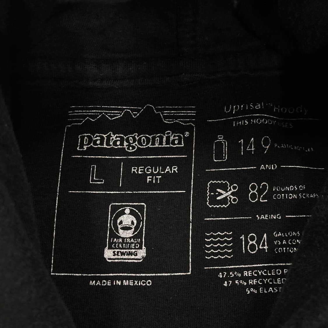 파타고니아 블랙 컬러 빅로고 후드티 상품이미지3