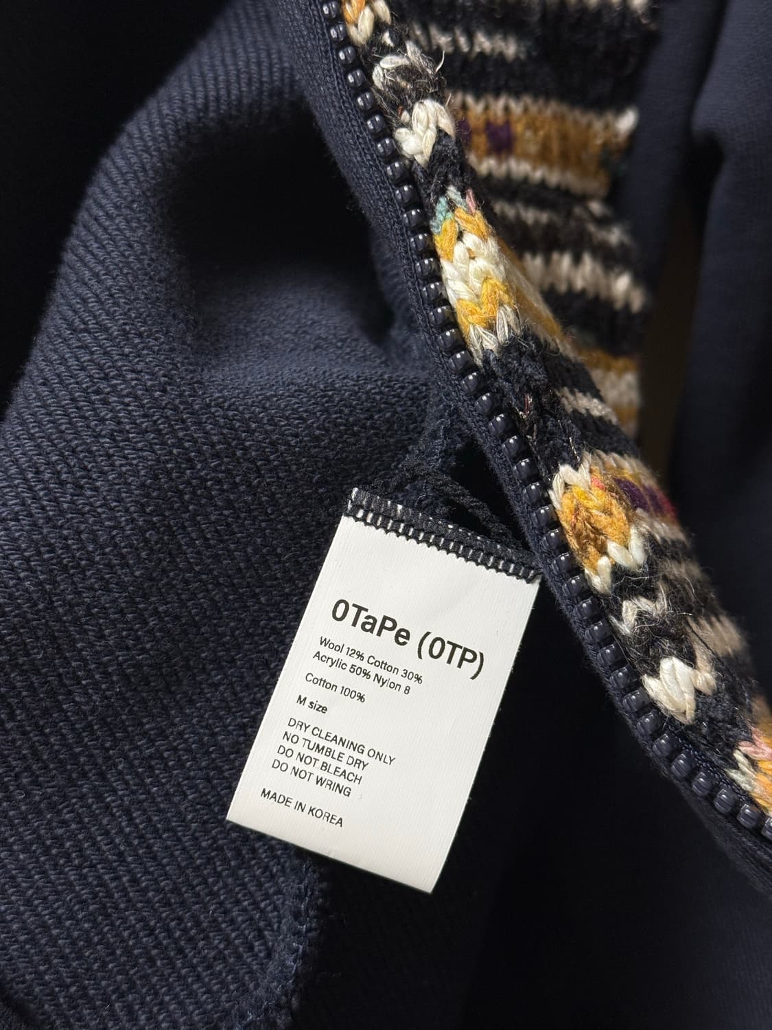0tape FABRIC BLOCK HOODED ZIP-UP NAVY 상품이미지5