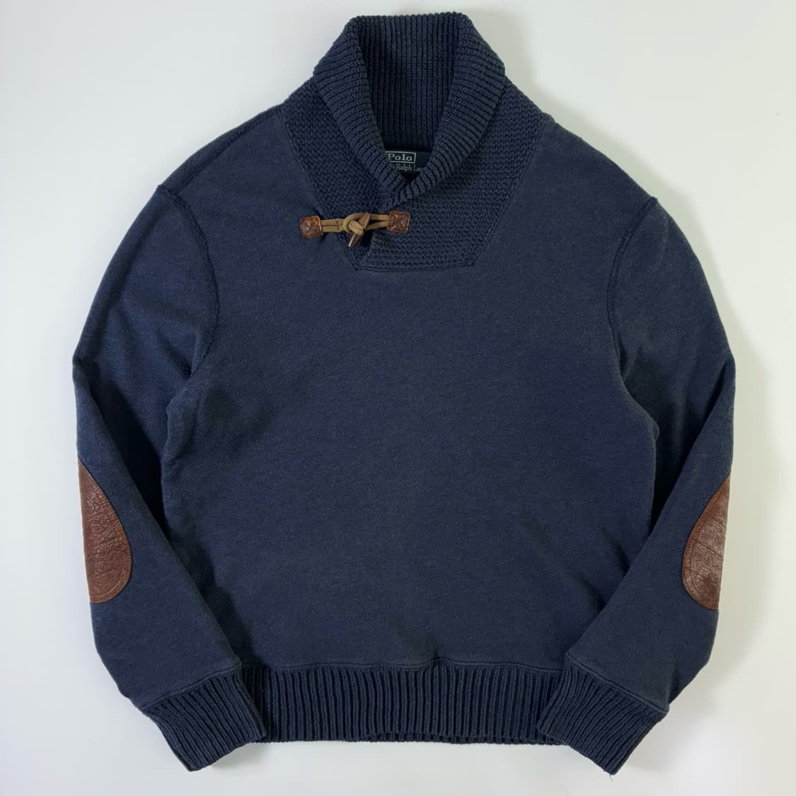 Polo  폴로 랄프로렌 코튼 엘보 레더 패치 숄카라 니트 상품이미지1