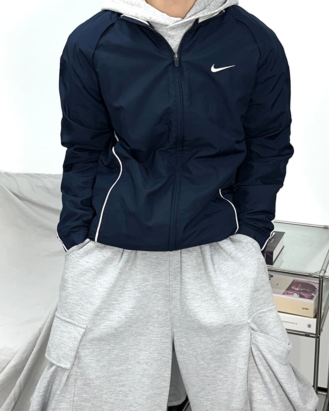 나이키 네이비 올드스쿨 바람막이 L 상품이미지1