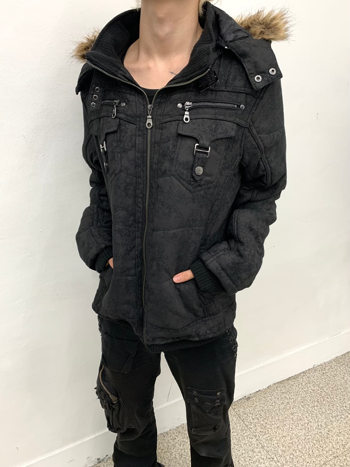 In the attic crack washed fur hood paddi 상품이미지7